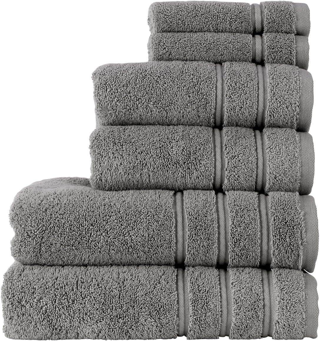 Christy Antalya Large Bath Towels | Set of 6 | 100% Turkish Cotton | 600GSM | Soft Plush Luxury Towel Set | 2 Bath Towels 2 Hand Towels 2 Face Cloths | Quick Dry | Denim Blue