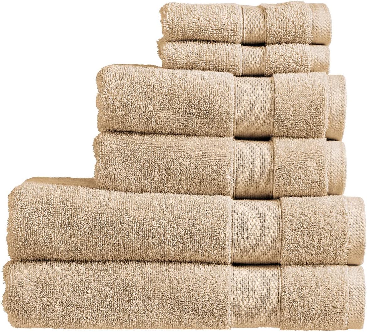 Christy Refresh Bathroom Towel Set | Set of 4 | 2 Bath 2 Hand | Quick Dry | Gentle Pastel Tones | Soft Absorbent Shower Towels | 100% Cotton 550GSM | Driftwood Brown