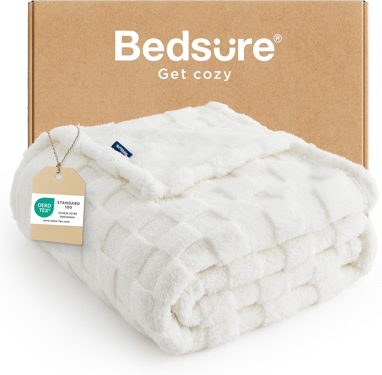 Bedsure Fleece Throw Blanket for Sofa - Fluffy Cosy Warm Blankets for Bed, Soft Cute Single Throw Gifts for Women and Girls, Ashley Blue, 130x170 cm