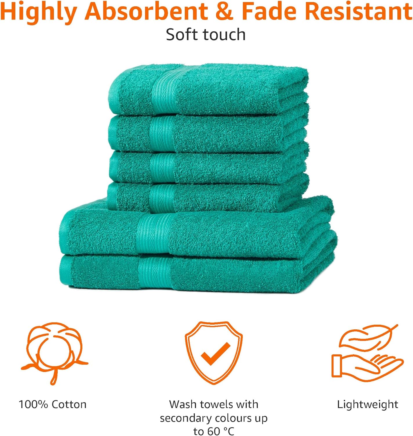 Amazon Basics 2 Bath towel for bathroom, Fade Resistant 100% Cotton Bath Towels, soft absorbent, 2-Pack (70x140 cm), Grey