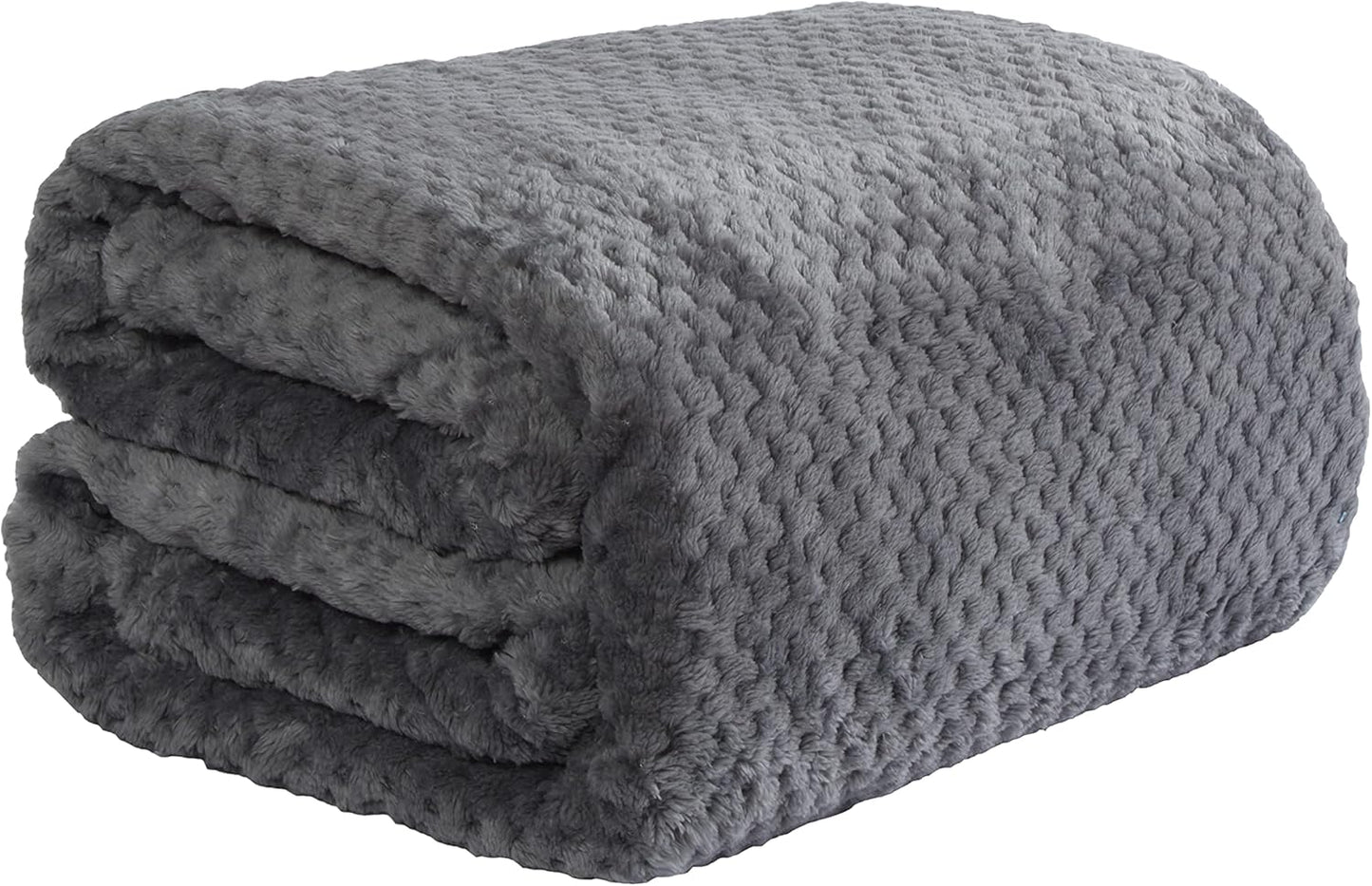Dreamscene Sofa Throw Blanket, Soft Cosy Warm Honeycomb Waffle Fluffy Fleece Blankets for Bed Single Bed Throws Faux Fur Charcoal Grey Throw for Sofa, 125 x 150cm