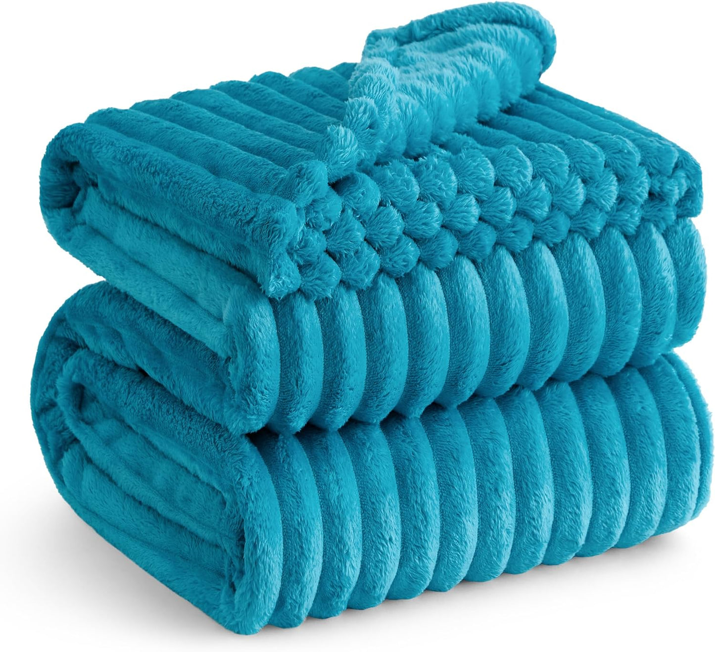 Bedsure Fleece Throw Blanket for Sofa - Fluffy Cosy Warm Blankets for Bed, Soft Cute Single Throw Gifts for Women and Girls, Ashley Blue, 130x170 cm