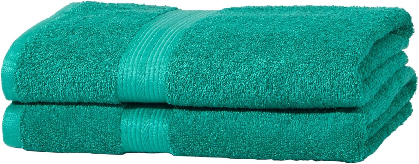 Amazon Basics 2 Bath towel for bathroom, Fade Resistant 100% Cotton Bath Towels, soft absorbent, 2-Pack (70x140 cm), Grey
