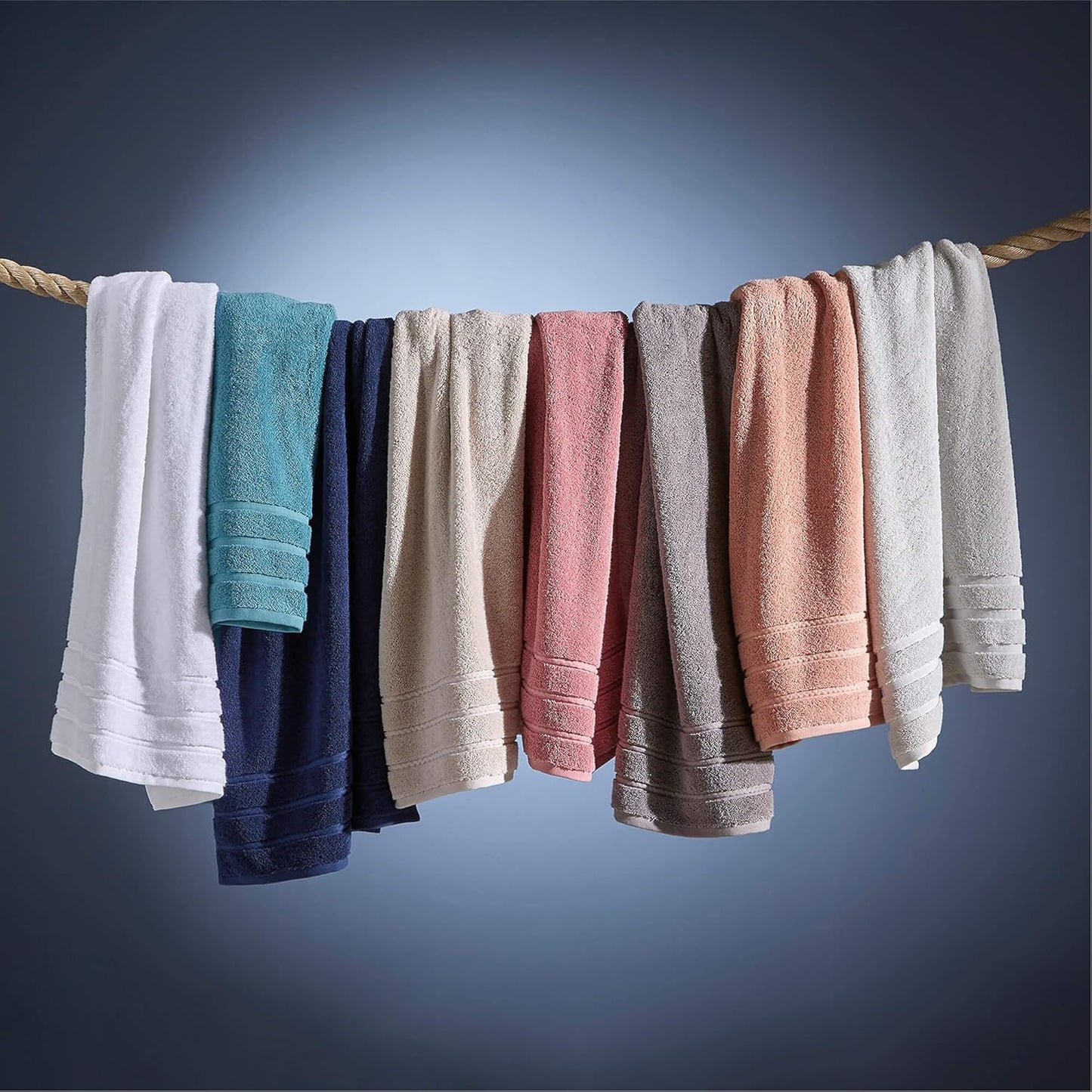 Christy Antalya Large Bath Towels | Set of 6 | 100% Turkish Cotton | 600GSM | Soft Plush Luxury Towel Set | 2 Bath Towels 2 Hand Towels 2 Face Cloths | Quick Dry | Denim Blue