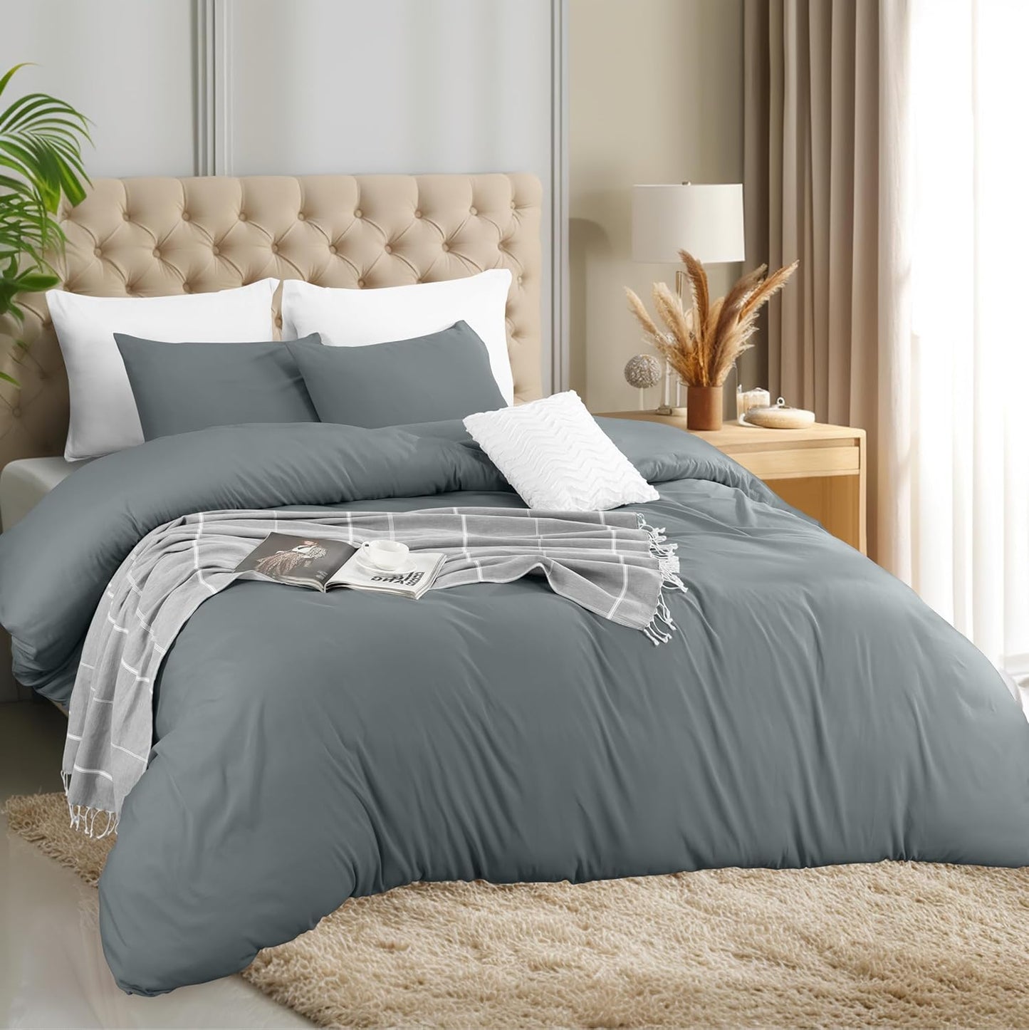 Utopia Bedding Duvet Cover Double - Soft Microfibre Polyester - Bedding Quilt Cover Set, with Pillow cases (Grey)