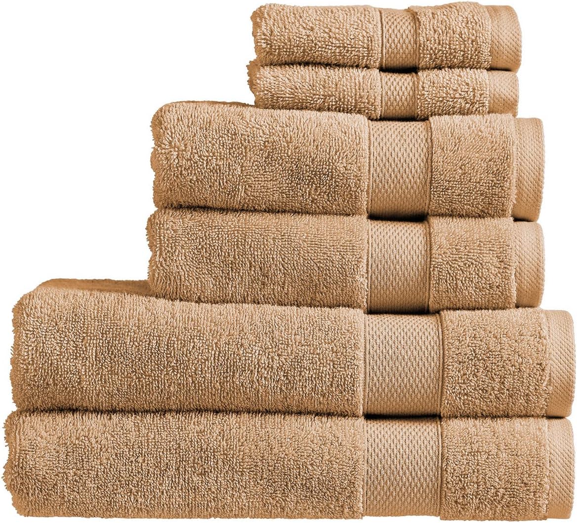 Christy Refresh Bathroom Towel Set | Set of 4 | 2 Bath 2 Hand | Quick Dry | Gentle Pastel Tones | Soft Absorbent Shower Towels | 100% Cotton 550GSM | Driftwood Brown