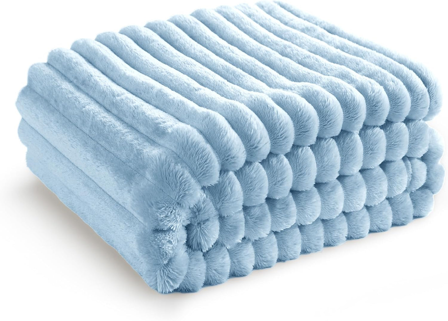 Bedsure Fleece Throw Blanket for Sofa - Fluffy Cosy Warm Blankets for Bed, Soft Cute Single Throw Gifts for Women and Girls, Ashley Blue, 130x170 cm