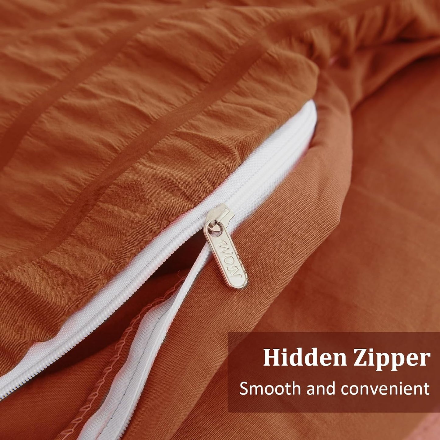 Beige Seersucker Bedding Set King Size Puckering Seersucker Duvet Cover Set,Soft Microfiber,2 Pillowcases and Zipper Closure,220×230cm