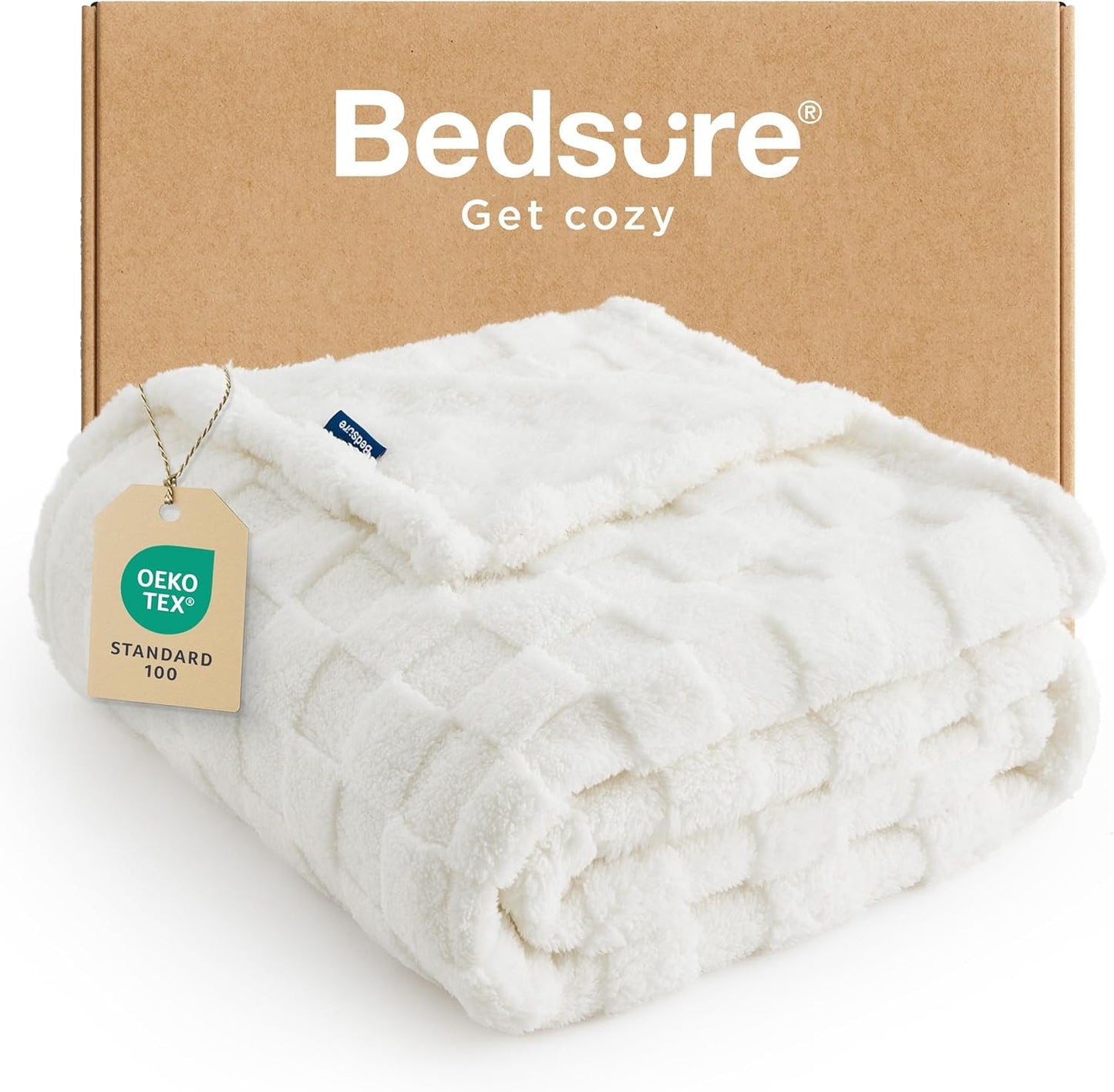 Bedsure Fleece Throw Blanket for Sofa - Fluffy Cosy Warm Blankets for Bed, Soft Cute Single Throw Gifts for Women and Girls, Ashley Blue, 130x170 cm