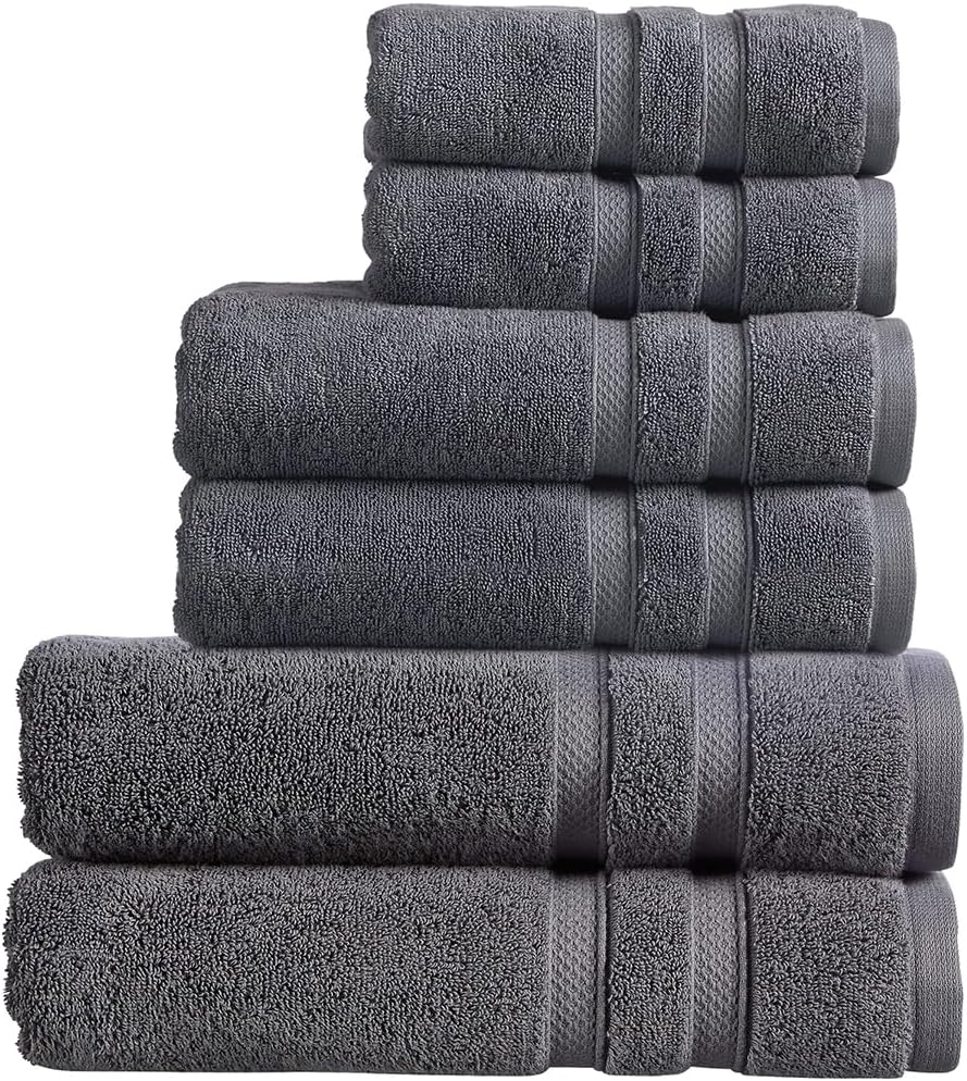 Christy Chroma Bath Towel Set | Set of 6 | 2 Bath 2 Hand 2 Face | Highly Absorbent Heavyweight 675GSM | Bold and Bright | Soft Smooth Shower Towels | 100% Cotton | Sustainably Made | Ash Grey