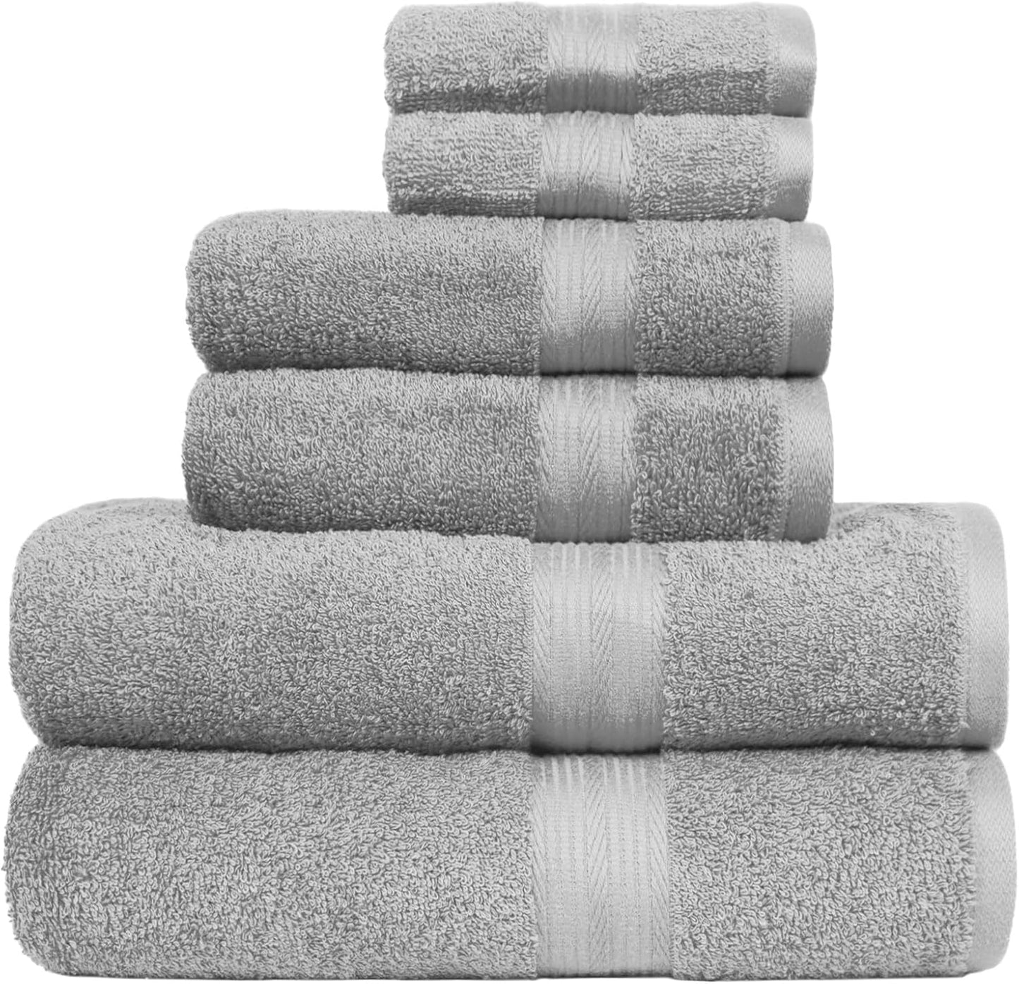 Amazon Basics 2 Bath towel for bathroom, Fade Resistant 100% Cotton Bath Towels, soft absorbent, 2-Pack (70x140 cm), Grey