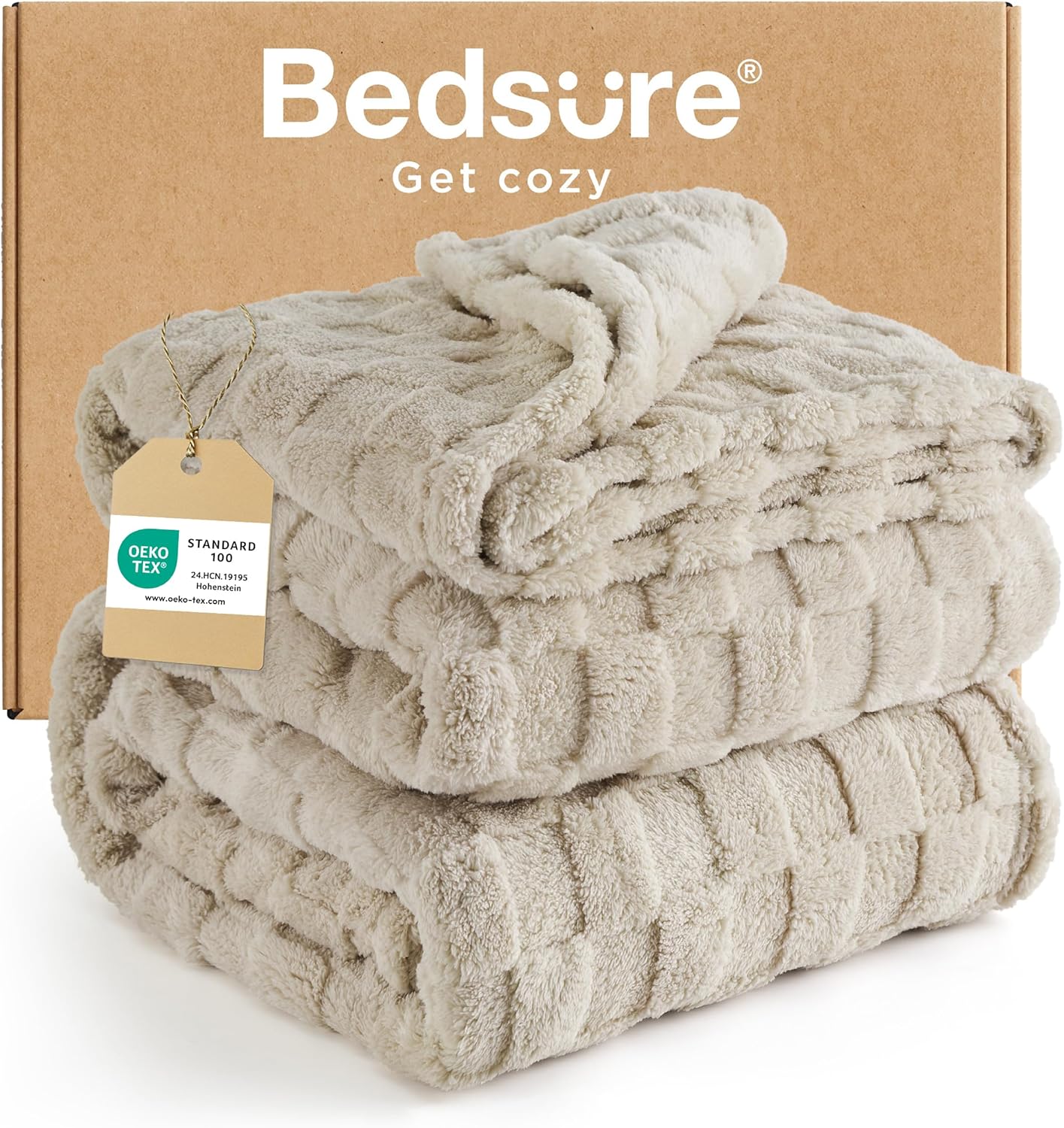 Bedsure Fleece Throw Blanket for Sofa - Fluffy Cosy Warm Blankets for Bed, Soft Cute Single Throw Gifts for Women and Girls, Ashley Blue, 130x170 cm