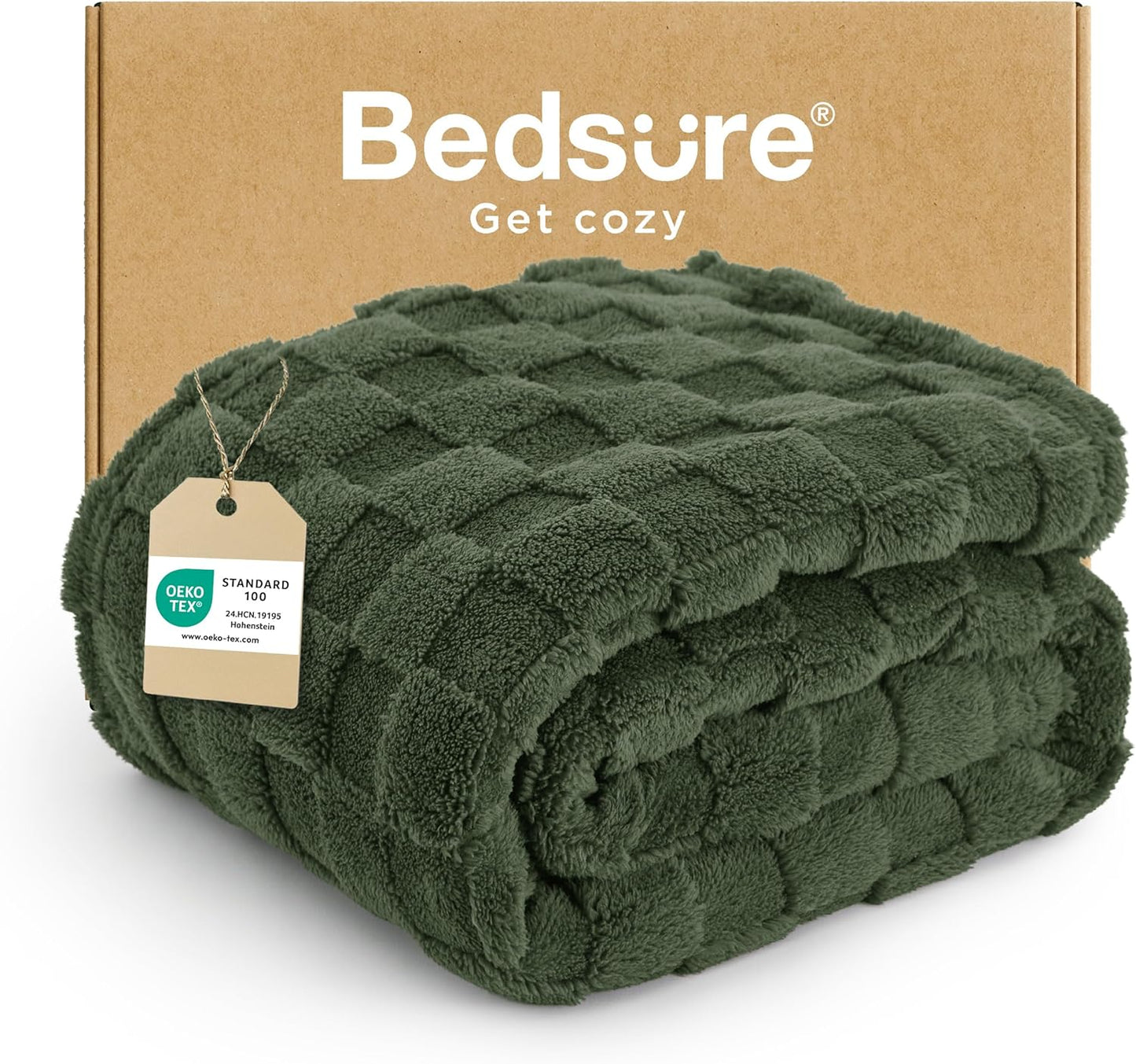 Bedsure Fleece Throw Blanket for Sofa - Fluffy Cosy Warm Blankets for Bed, Soft Cute Single Throw Gifts for Women and Girls, Ashley Blue, 130x170 cm