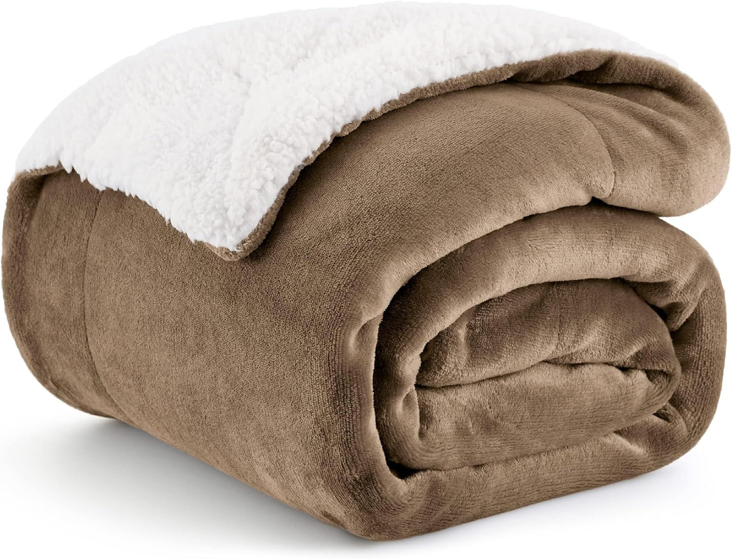 Bedsure Sherpa Fleece Throw Blanket - Fluffy Microfiber Solid Blankets for Bed and Couch Double/Twin Size, Silver Grey, 150x200cm