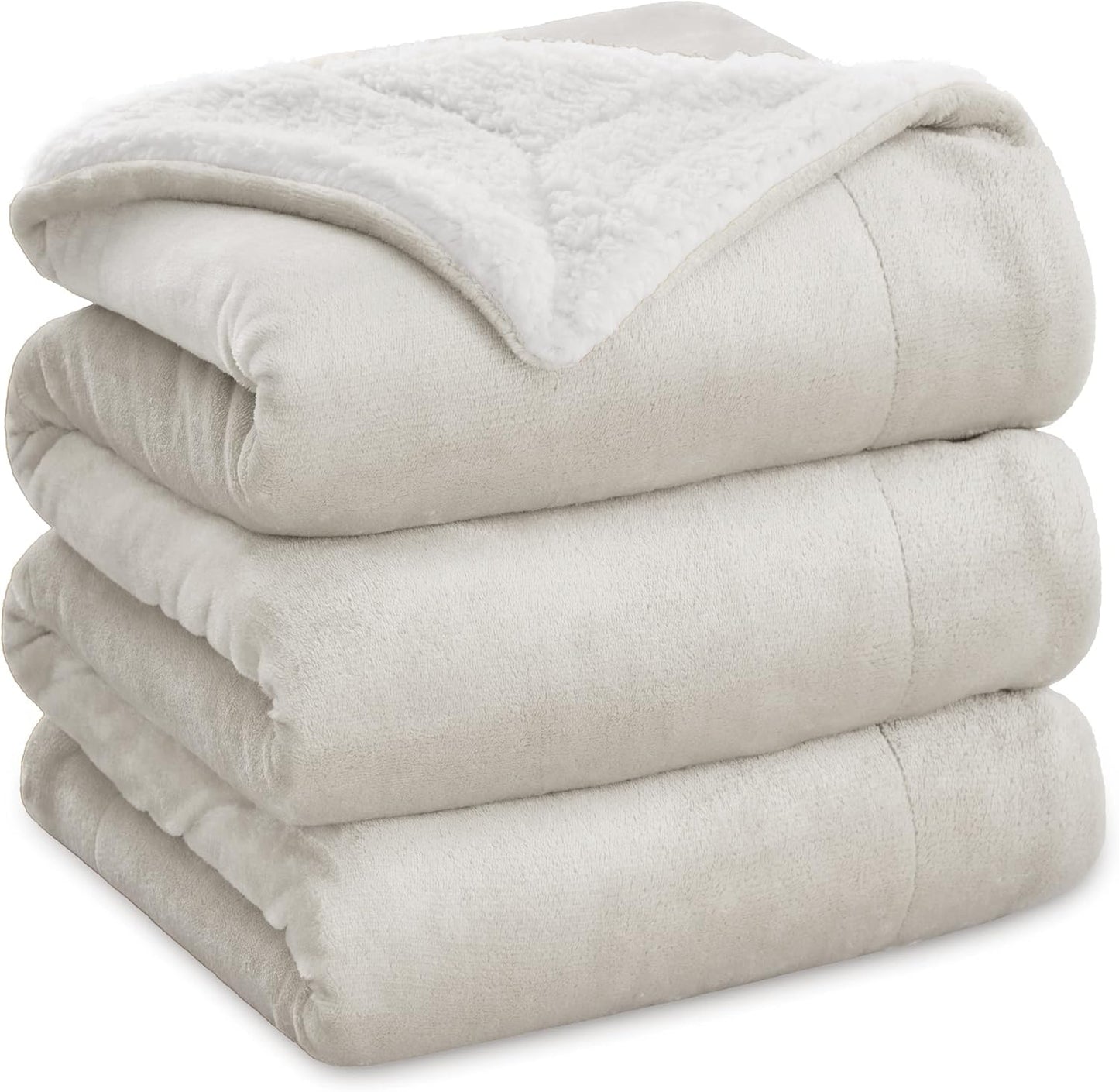 Bedsure Sherpa Fleece Throw Blanket - Fluffy Microfiber Solid Blankets for Bed and Couch Double/Twin Size, Silver Grey, 150x200cm