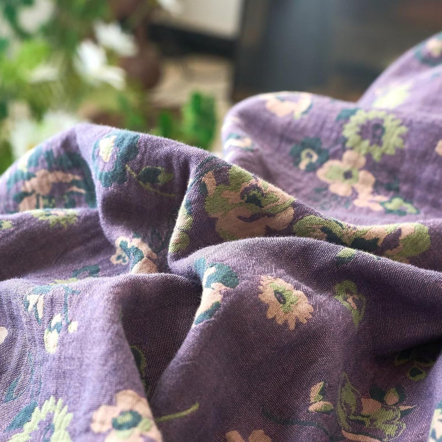 Vintage Purple Floral Jacquard Bedding Set(3 PCS)