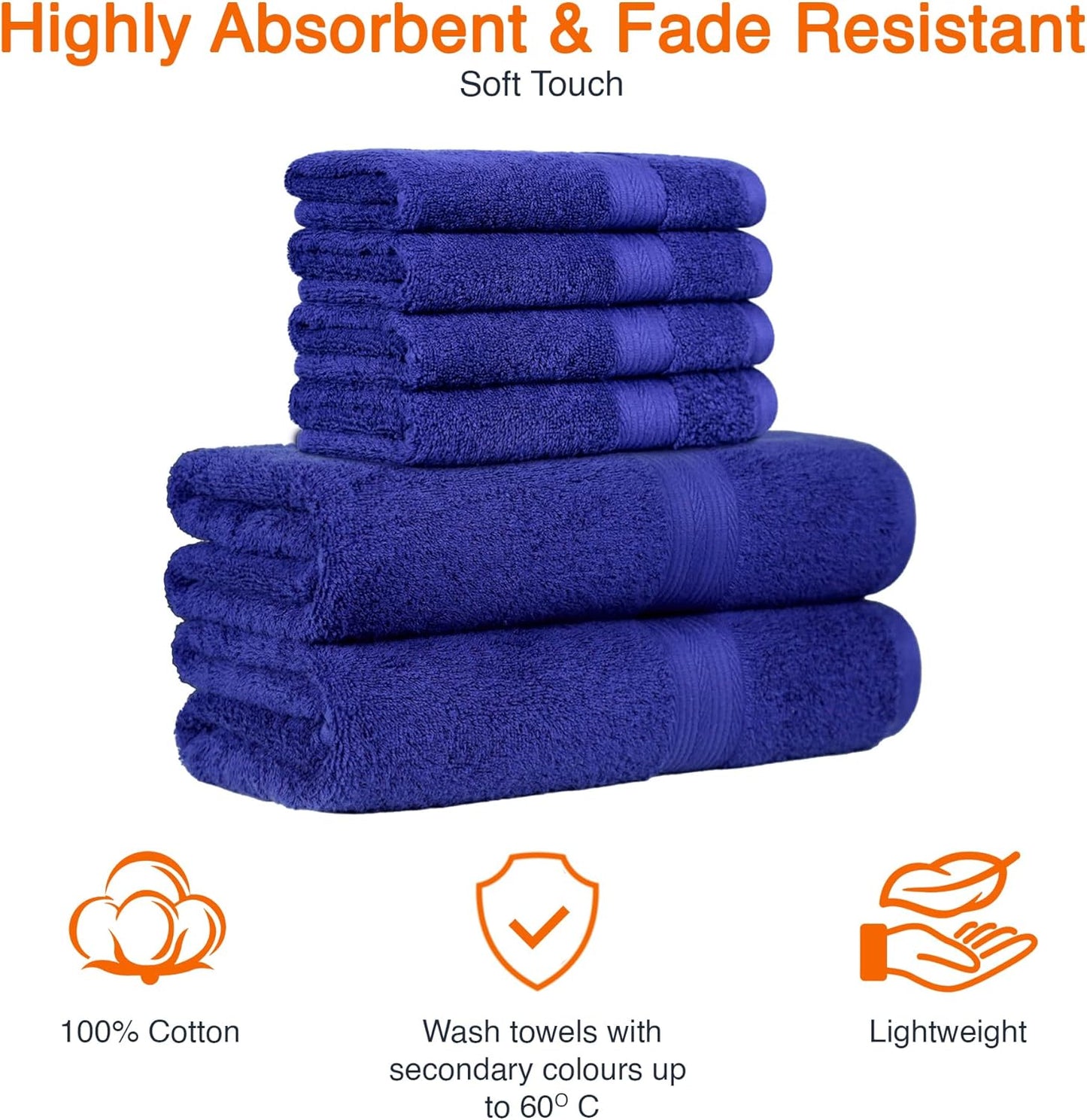 Amazon Basics 2 Bath towel for bathroom, Fade Resistant 100% Cotton Bath Towels, soft absorbent, 2-Pack (70x140 cm), Grey