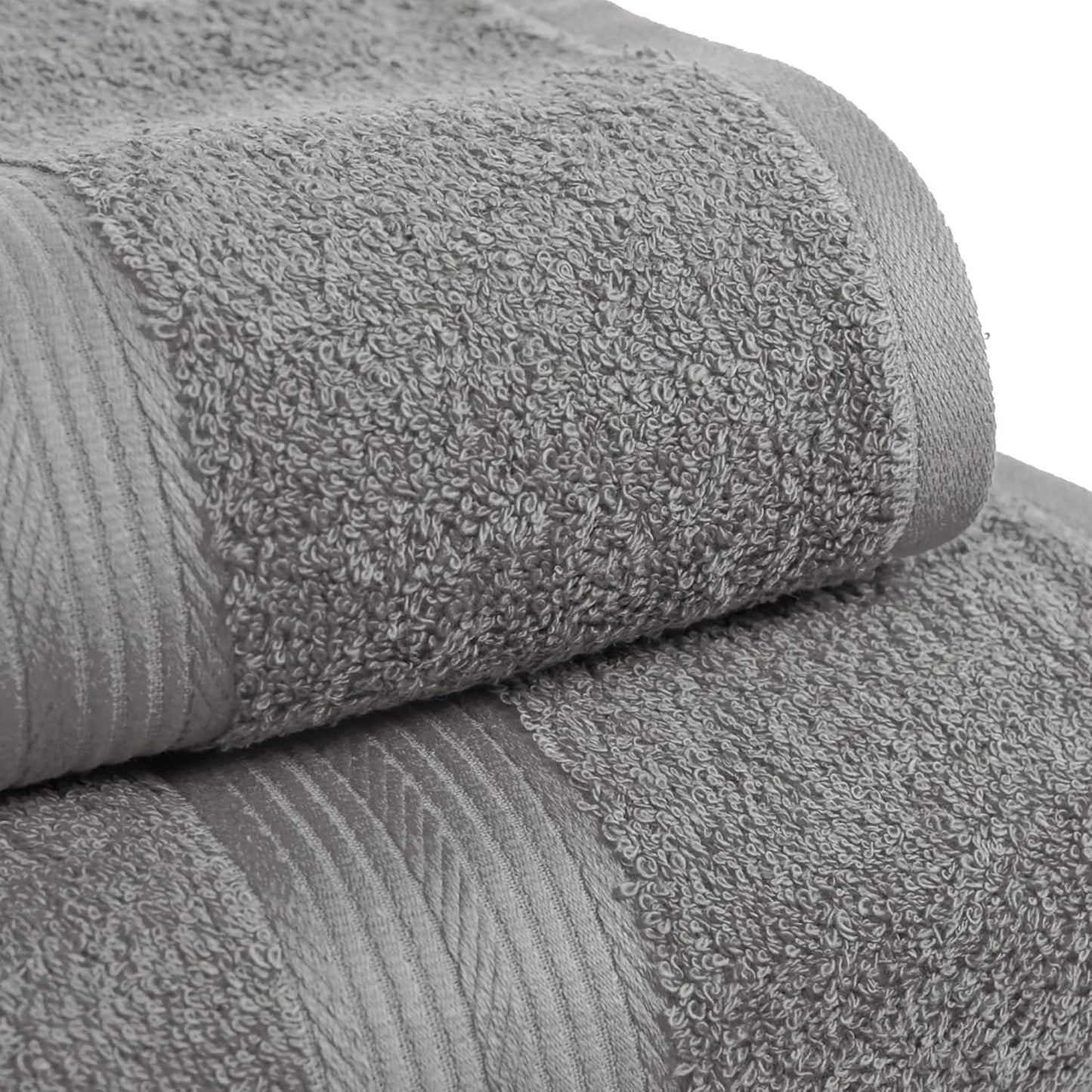 Amazon Basics 2 Bath towel for bathroom, Fade Resistant 100% Cotton Bath Towels, soft absorbent, 2-Pack (70x140 cm), Grey