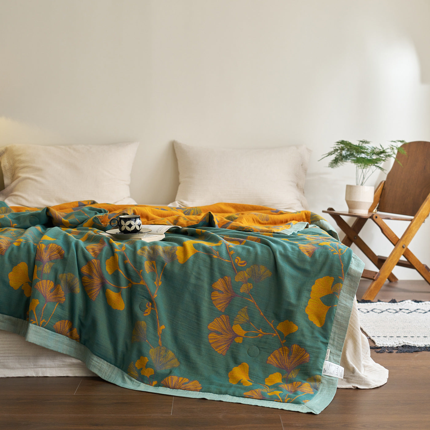 Ginkgo Leaf Cotton Quilt Reversible