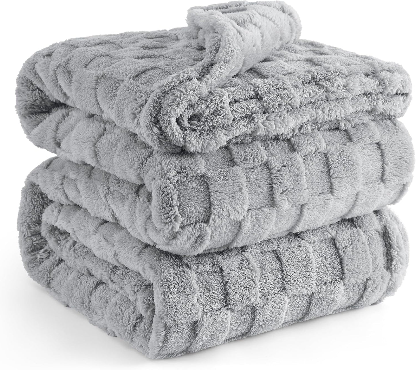 Bedsure Fleece Throw Blanket for Sofa - Fluffy Cosy Warm Blankets for Bed, Soft Cute Single Throw Gifts for Women and Girls, Ashley Blue, 130x170 cm
