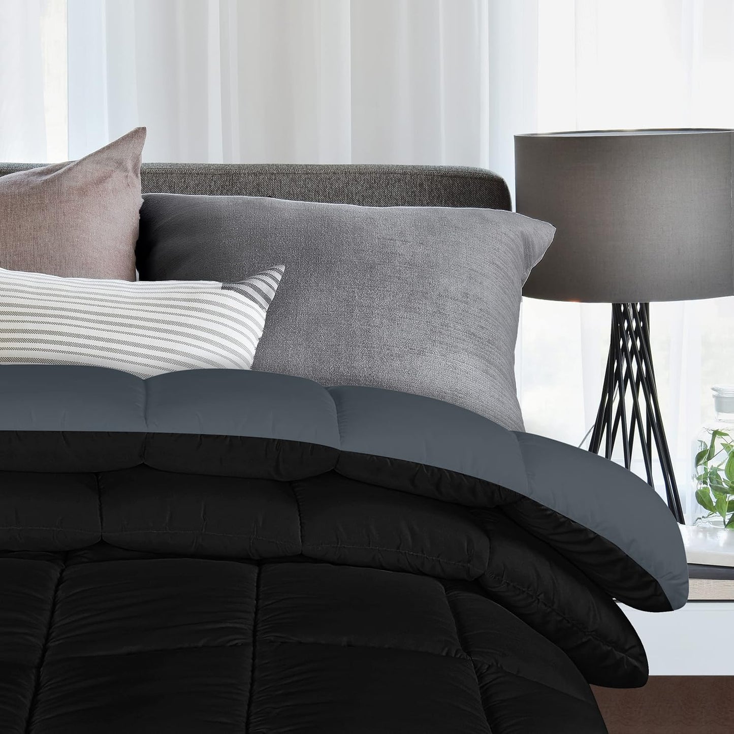 Utopia Bedding Duvet Double,10.5 Tog coverless Duvet with Corner Tabs, Box Stitched Quilt (Double, Grey)