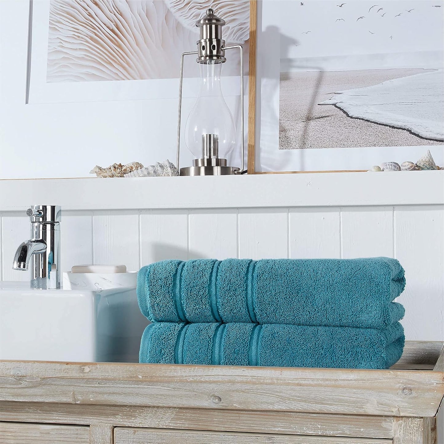 Christy Antalya Large Bath Towels | Set of 6 | 100% Turkish Cotton | 600GSM | Soft Plush Luxury Towel Set | 2 Bath Towels 2 Hand Towels 2 Face Cloths | Quick Dry | Denim Blue