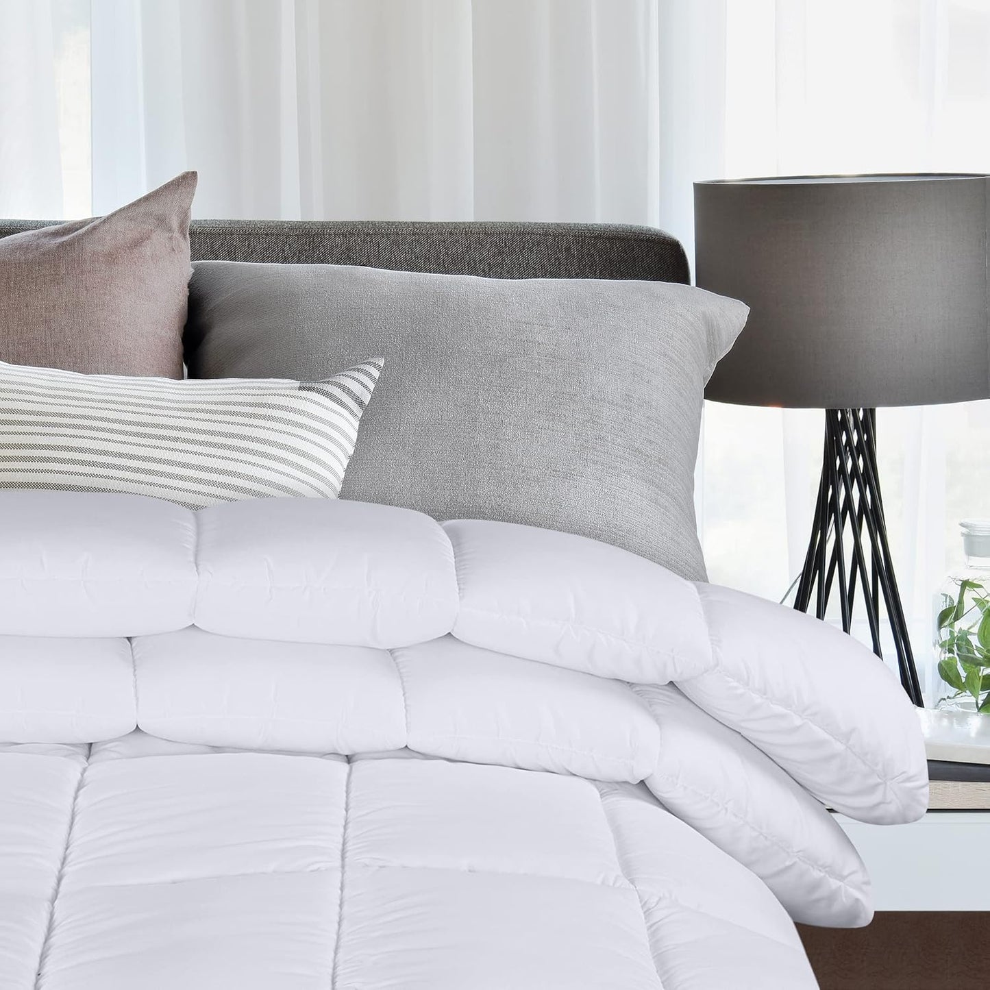 Utopia Bedding Duvet Double,10.5 Tog coverless Duvet with Corner Tabs, Box Stitched Quilt (Double, Grey)