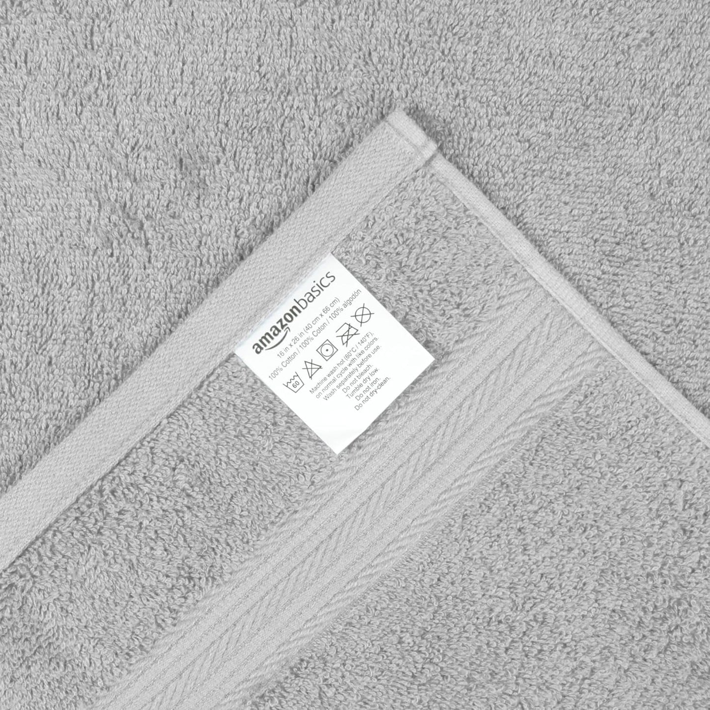 Amazon Basics 2 Bath towel for bathroom, Fade Resistant 100% Cotton Bath Towels, soft absorbent, 2-Pack (70x140 cm), Grey