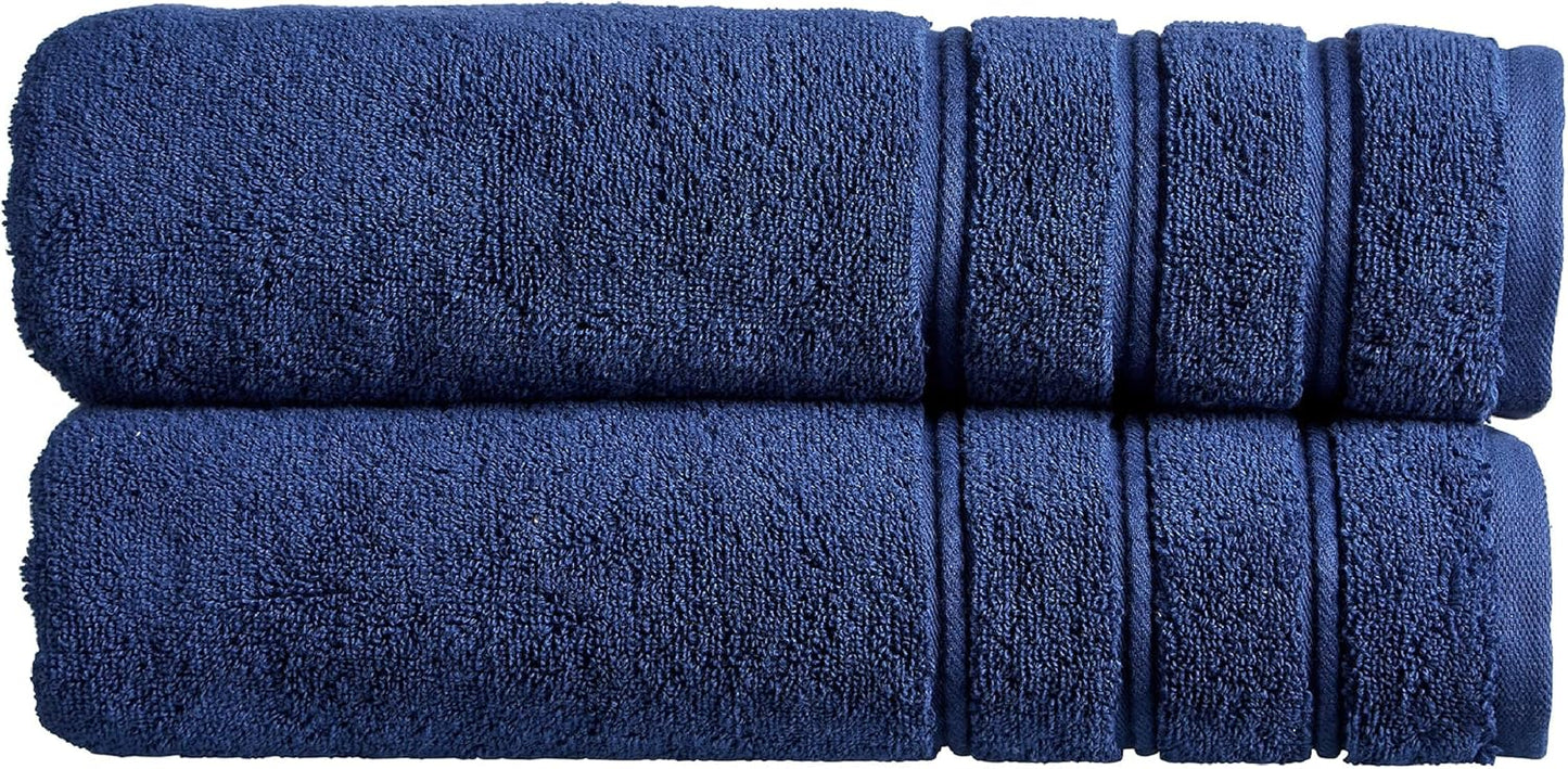 Christy Antalya Large Bath Towels | Set of 6 | 100% Turkish Cotton | 600GSM | Soft Plush Luxury Towel Set | 2 Bath Towels 2 Hand Towels 2 Face Cloths | Quick Dry | Denim Blue