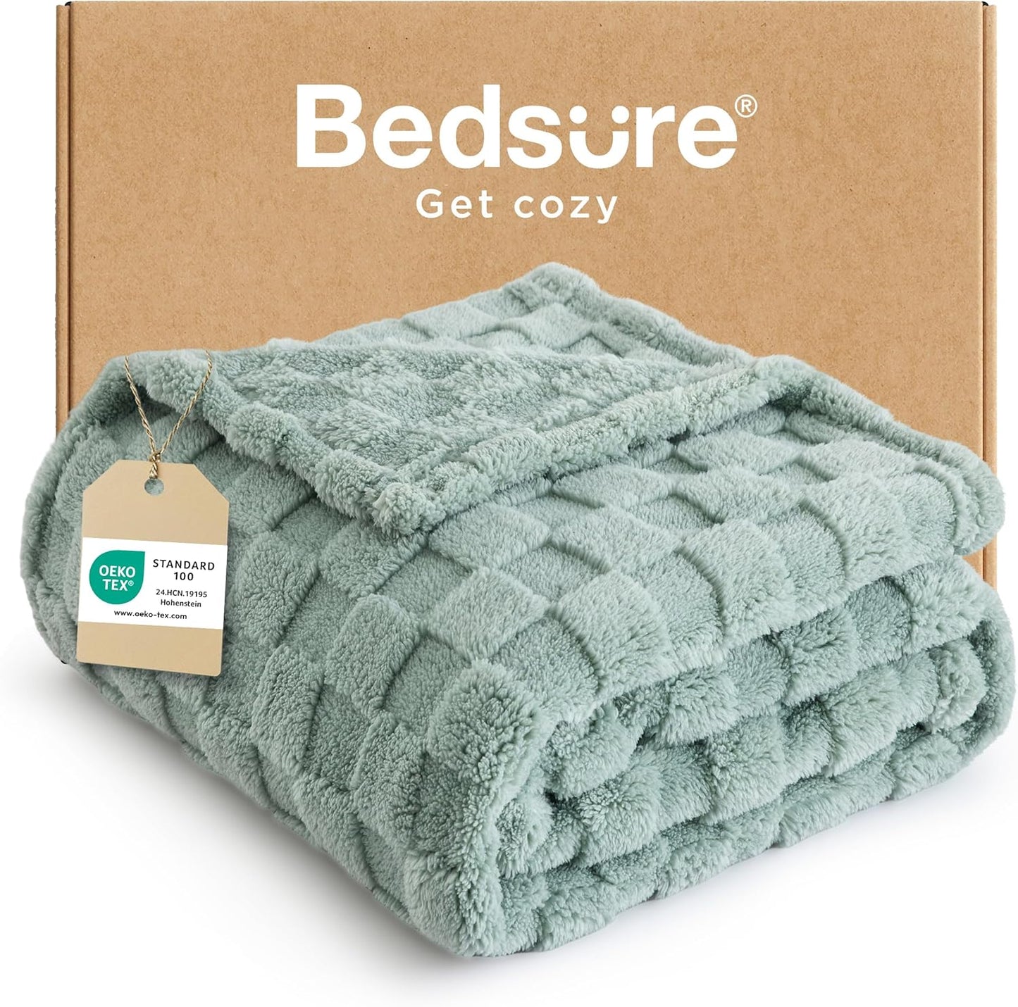 Bedsure Fleece Throw Blanket for Sofa - Fluffy Cosy Warm Blankets for Bed, Soft Cute Single Throw Gifts for Women and Girls, Ashley Blue, 130x170 cm