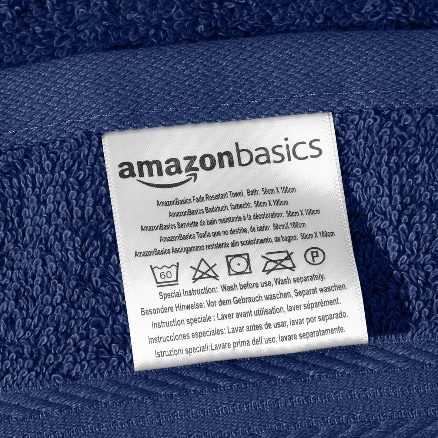 Amazon Basics 2 Bath towel for bathroom, Fade Resistant 100% Cotton Bath Towels, soft absorbent, 2-Pack (70x140 cm), Grey