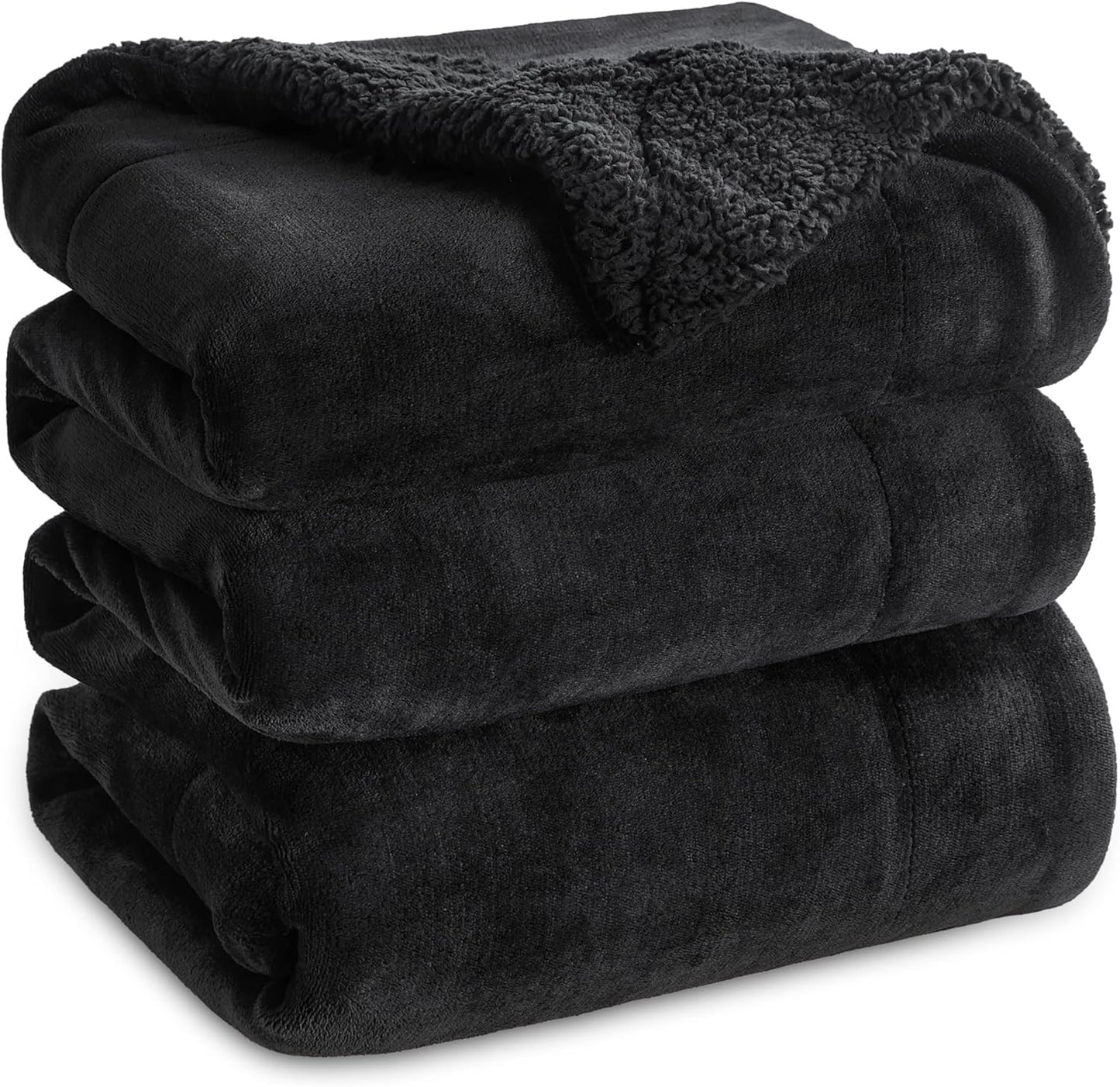 Bedsure Sherpa Fleece Throw Blanket - Fluffy Microfiber Solid Blankets for Bed and Couch Double/Twin Size, Silver Grey, 150x200cm