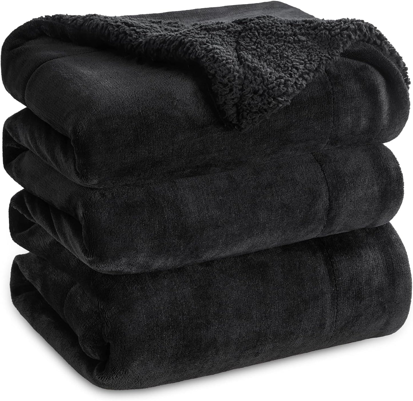 Bedsure Sherpa Fleece Throw Blanket - Fluffy Microfiber Solid Blankets for Bed and Couch Double/Twin Size, Silver Grey, 150x200cm