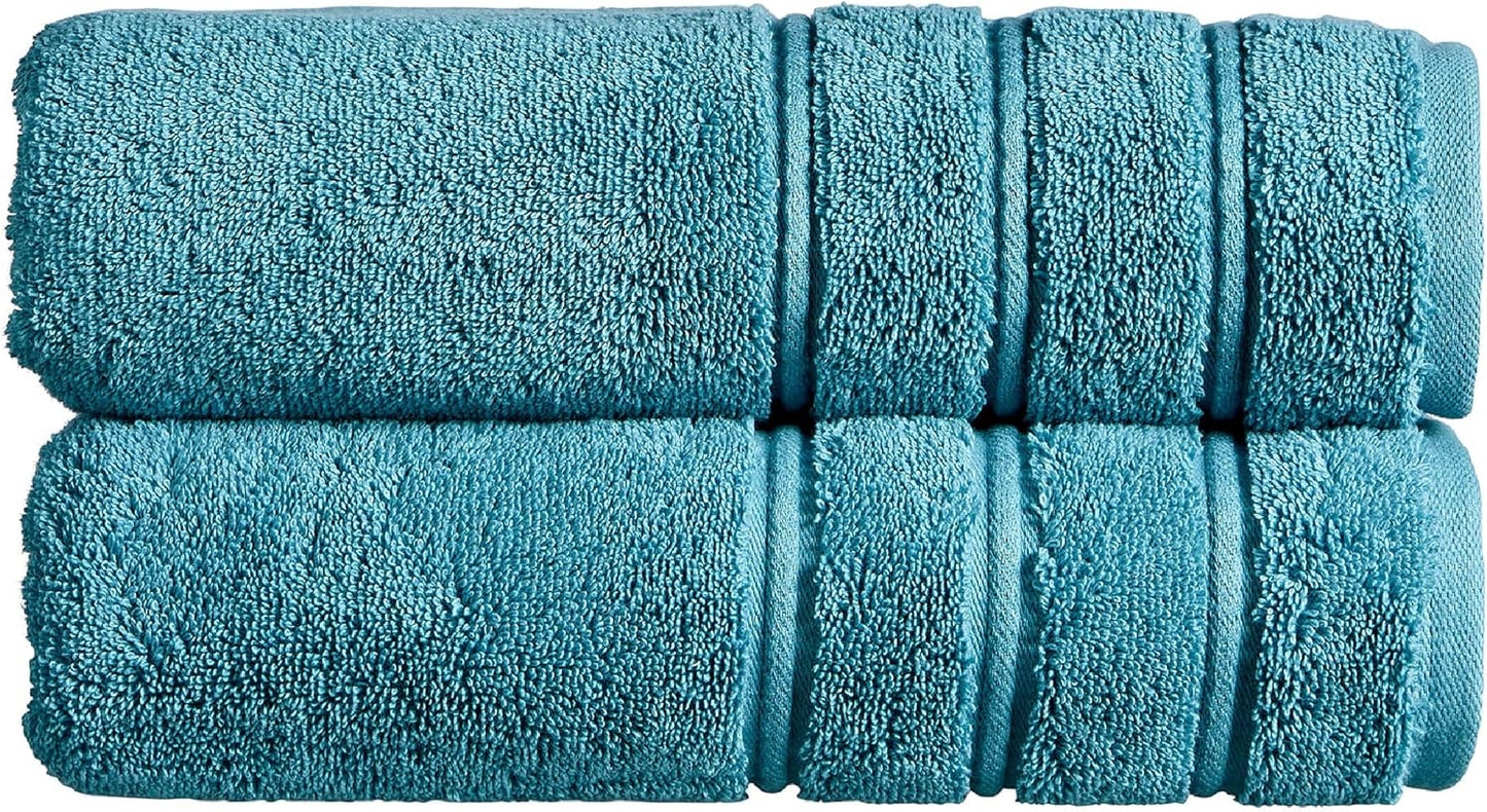 Christy Antalya Large Bath Towels | Set of 6 | 100% Turkish Cotton | 600GSM | Soft Plush Luxury Towel Set | 2 Bath Towels 2 Hand Towels 2 Face Cloths | Quick Dry | Denim Blue