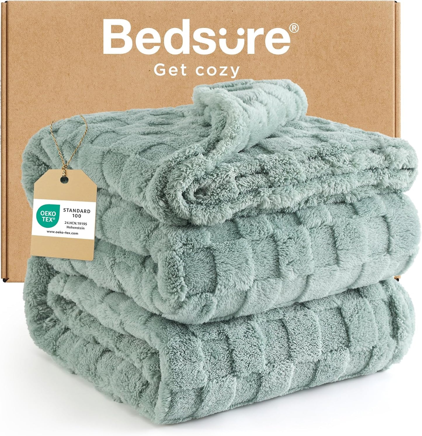 Bedsure Fleece Throw Blanket for Sofa - Fluffy Cosy Warm Blankets for Bed, Soft Cute Single Throw Gifts for Women and Girls, Ashley Blue, 130x170 cm