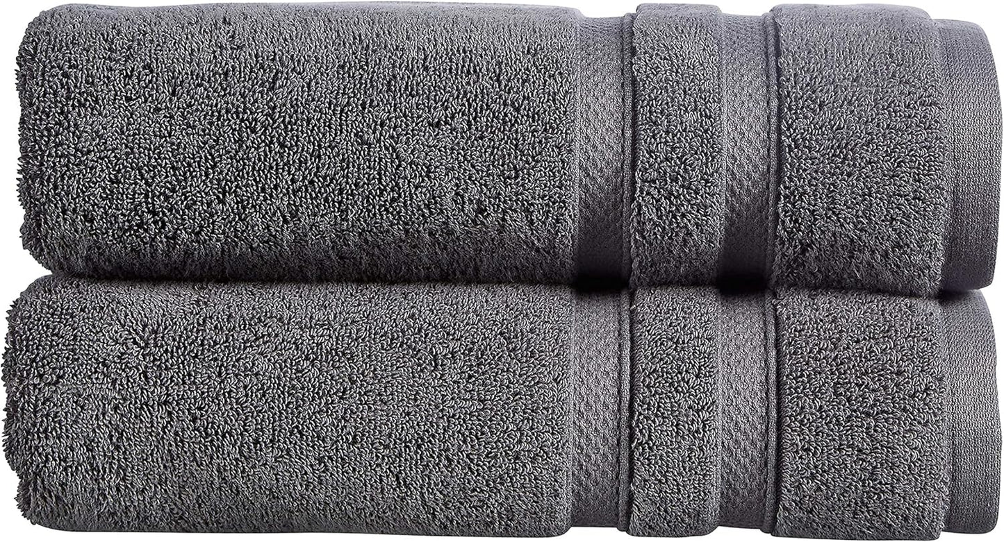 Christy Chroma Bath Towel Set | Set of 6 | 2 Bath 2 Hand 2 Face | Highly Absorbent Heavyweight 675GSM | Bold and Bright | Soft Smooth Shower Towels | 100% Cotton | Sustainably Made | Ash Grey