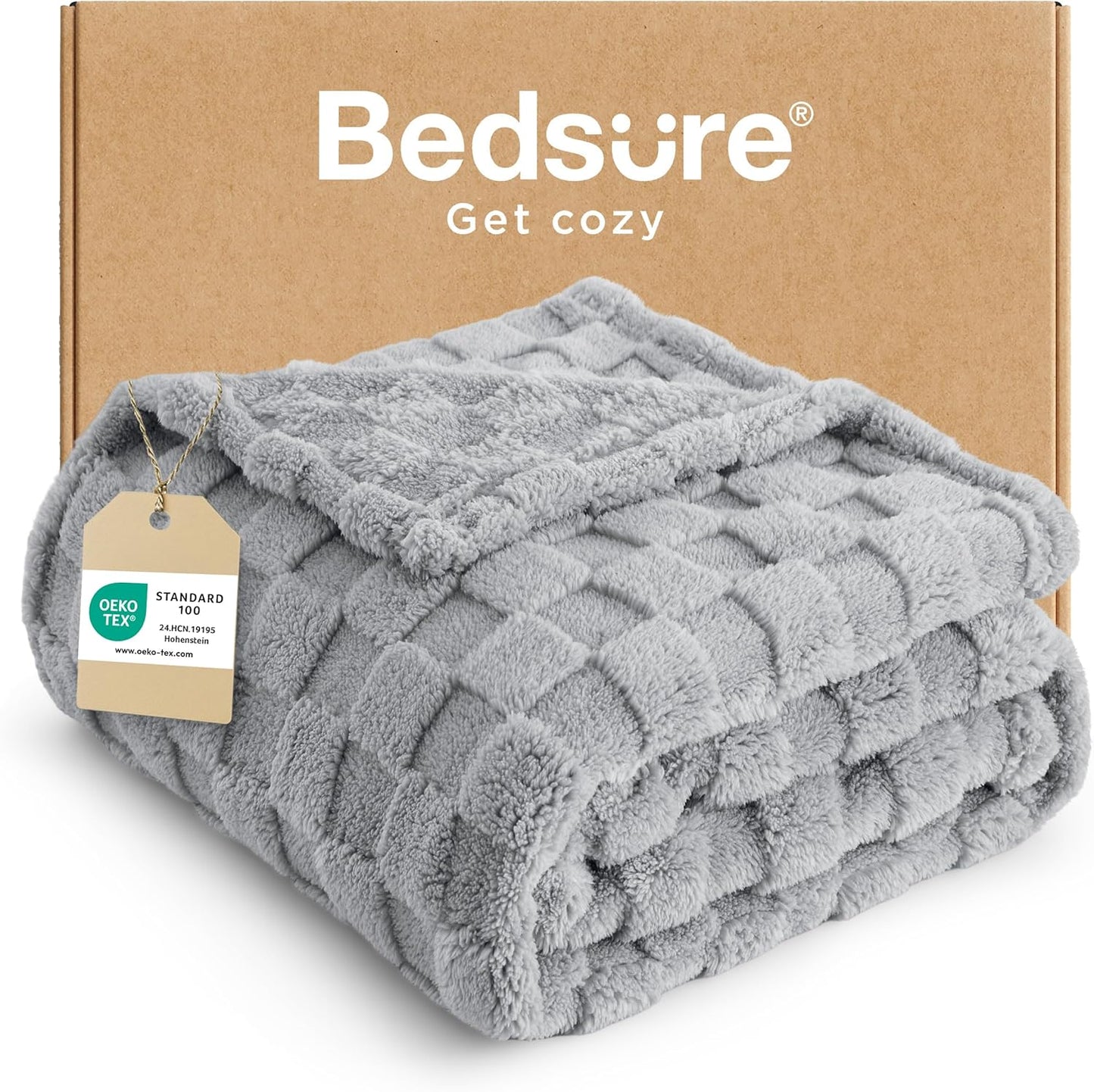 Bedsure Fleece Throw Blanket for Sofa - Fluffy Cosy Warm Blankets for Bed, Soft Cute Single Throw Gifts for Women and Girls, Ashley Blue, 130x170 cm