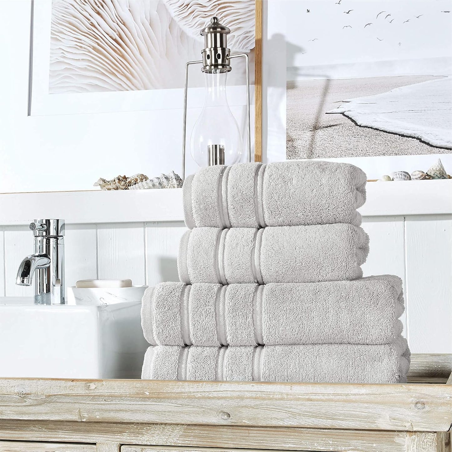 Christy Antalya Large Bath Towels | Set of 6 | 100% Turkish Cotton | 600GSM | Soft Plush Luxury Towel Set | 2 Bath Towels 2 Hand Towels 2 Face Cloths | Quick Dry | Denim Blue