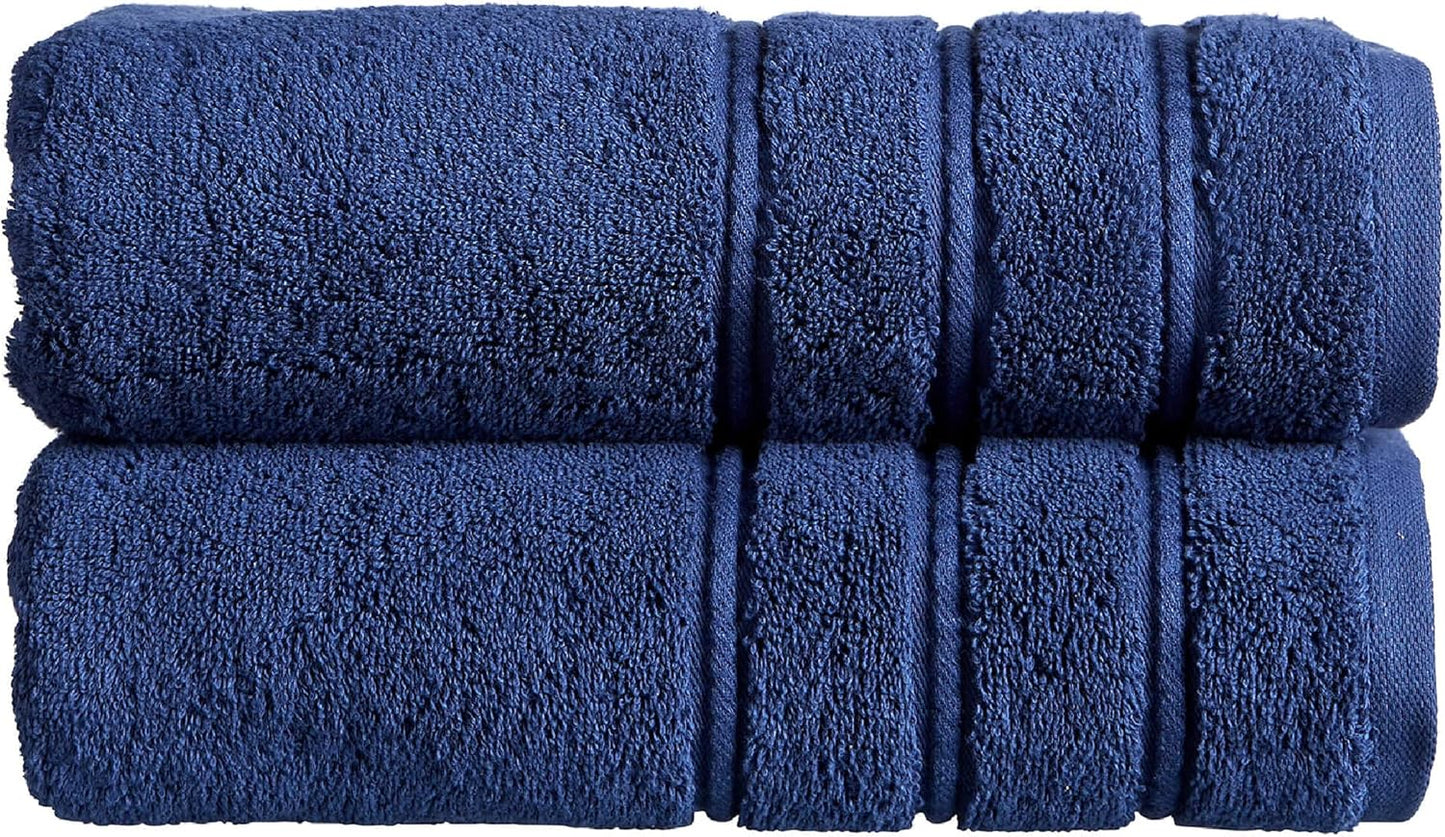 Christy Antalya Large Bath Towels | Set of 6 | 100% Turkish Cotton | 600GSM | Soft Plush Luxury Towel Set | 2 Bath Towels 2 Hand Towels 2 Face Cloths | Quick Dry | Denim Blue