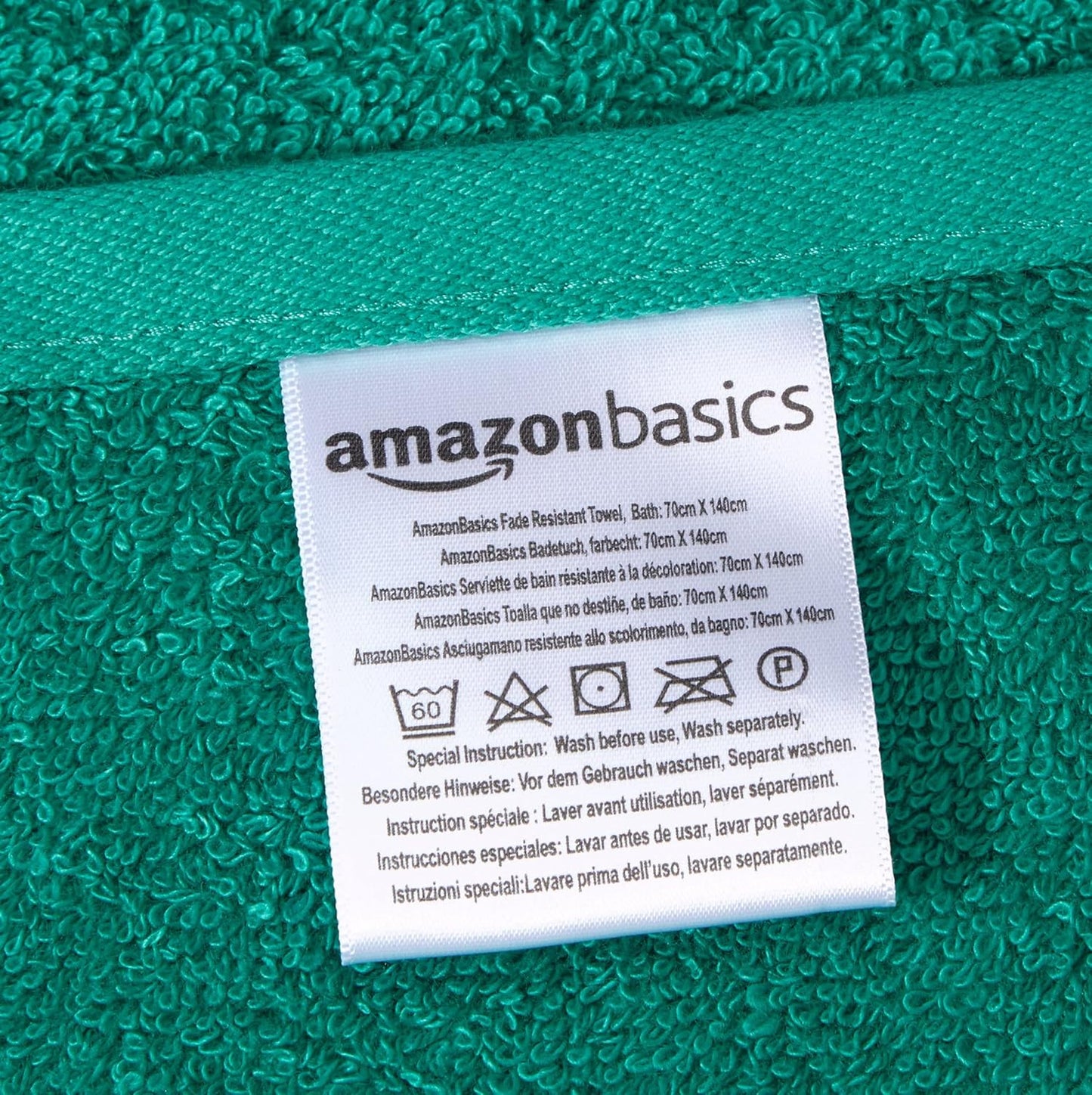 Amazon Basics 2 Bath towel for bathroom, Fade Resistant 100% Cotton Bath Towels, soft absorbent, 2-Pack (70x140 cm), Grey