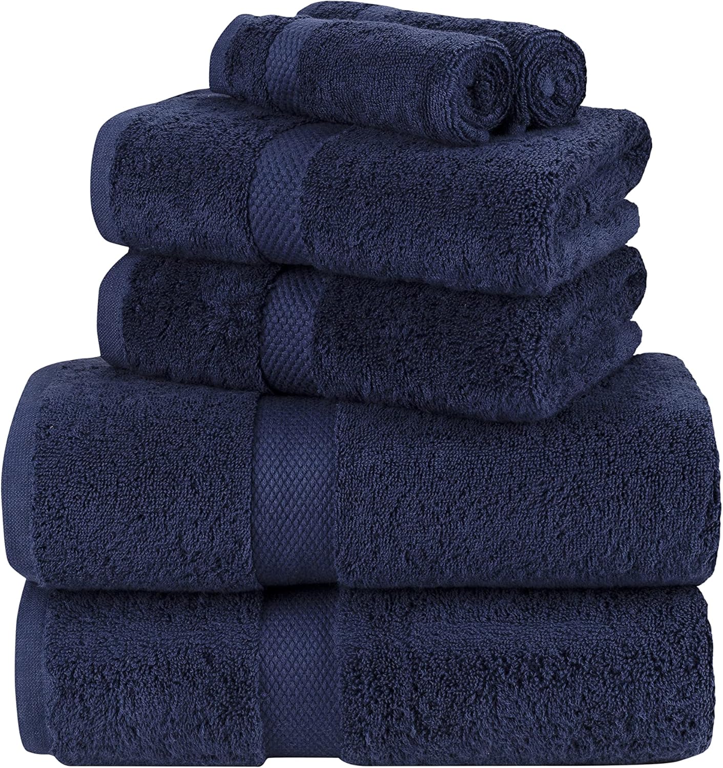 La Maison 100% Egyptian Cotton 600GSM Superior Towel Bale Set Hand Towel Bath Towel 6 Piece Super Soft Everyday Use (Navy Blue)