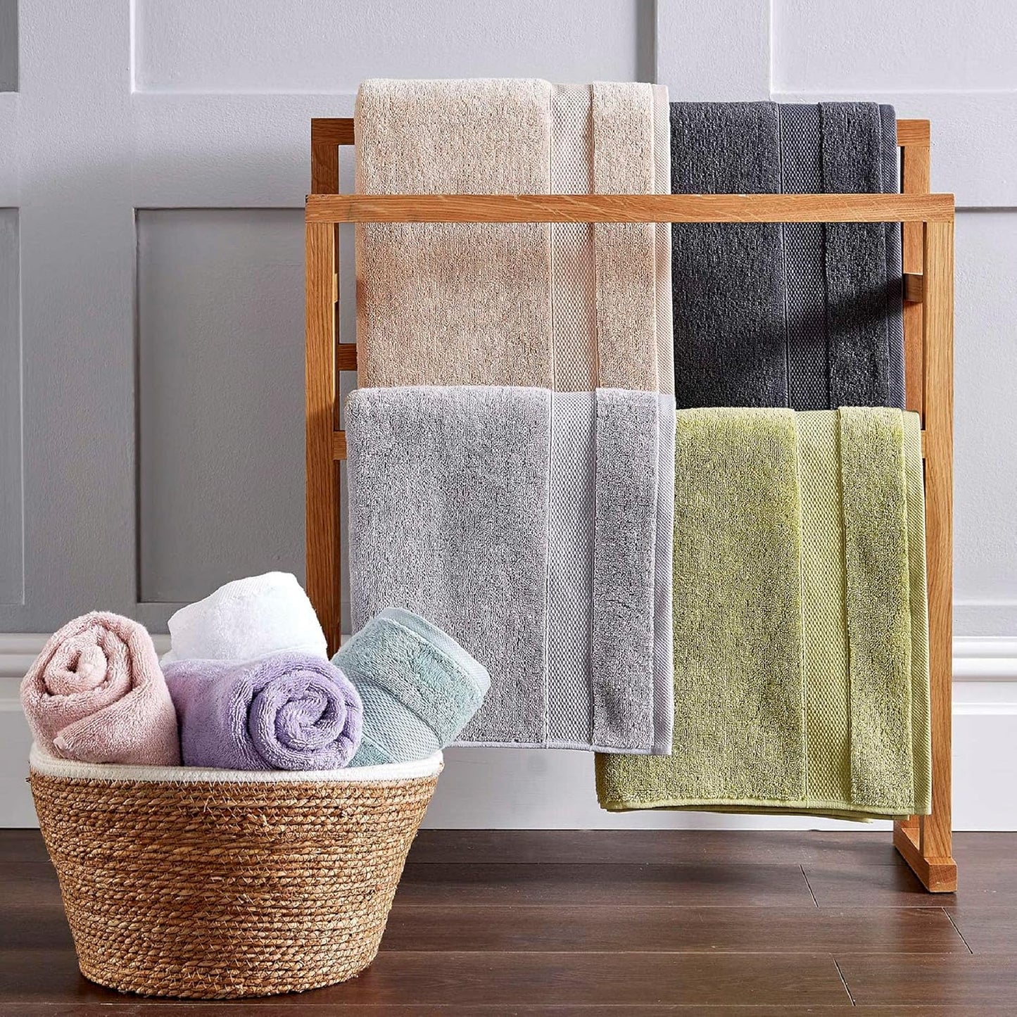 Christy Refresh Bathroom Towel Set | Set of 4 | 2 Bath 2 Hand | Quick Dry | Gentle Pastel Tones | Soft Absorbent Shower Towels | 100% Cotton 550GSM | Driftwood Brown