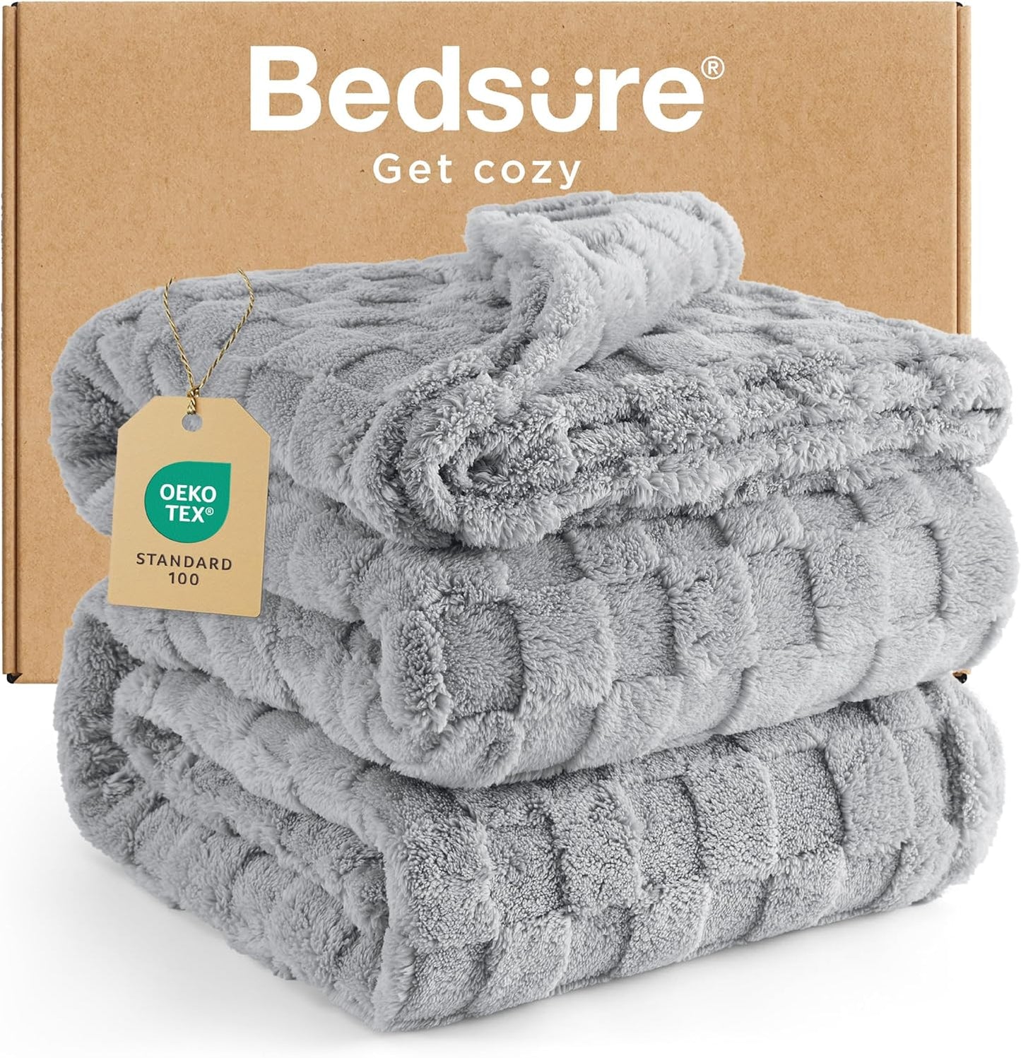 Bedsure Fleece Throw Blanket for Sofa - Fluffy Cosy Warm Blankets for Bed, Soft Cute Single Throw Gifts for Women and Girls, Ashley Blue, 130x170 cm