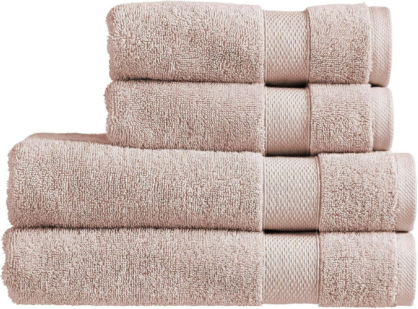 Christy Refresh Bathroom Towel Set | Set of 4 | 2 Bath 2 Hand | Quick Dry | Gentle Pastel Tones | Soft Absorbent Shower Towels | 100% Cotton 550GSM | Driftwood Brown