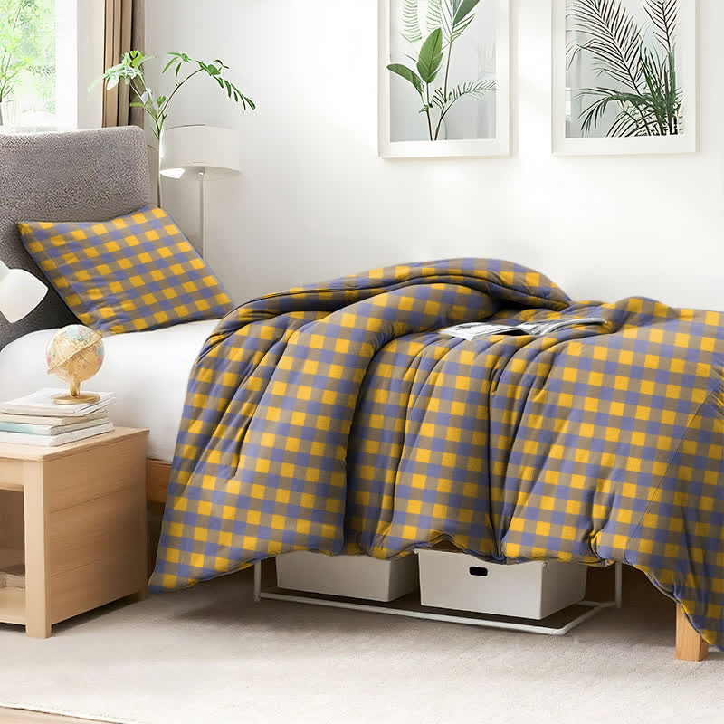 Dorm Bedding Set - Checkered Cotton Duvet Cover