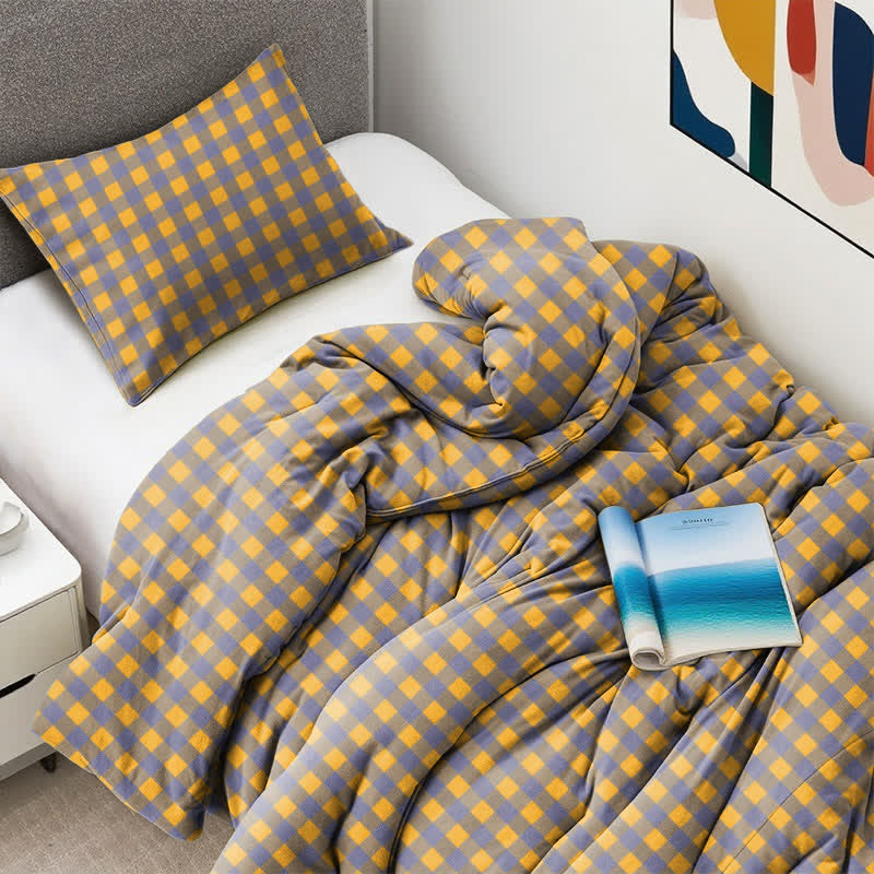 Dorm Bedding Set - Checkered Cotton Duvet Cover
