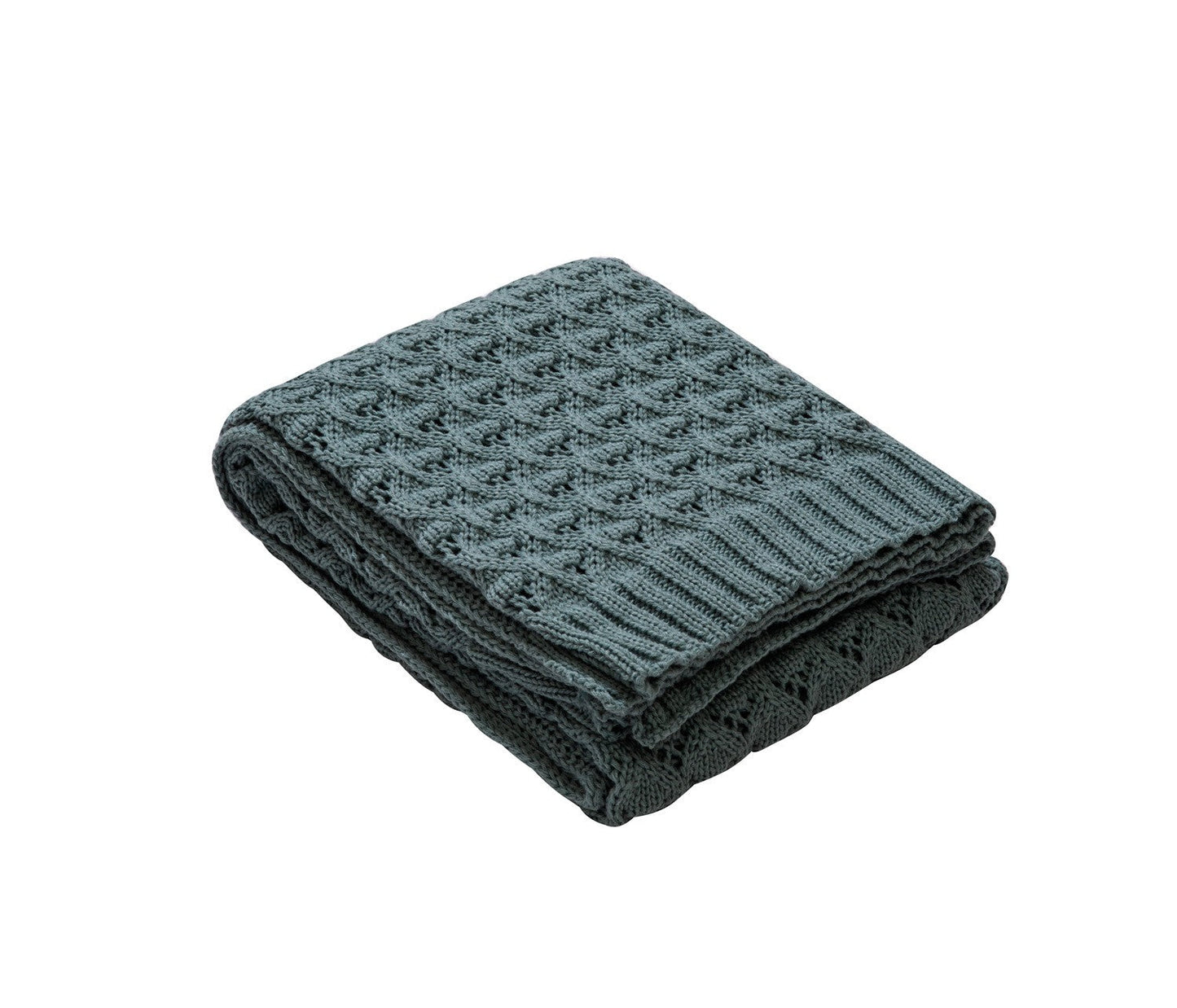 Nordic Diamond-Knit Cotton Throw Blanket