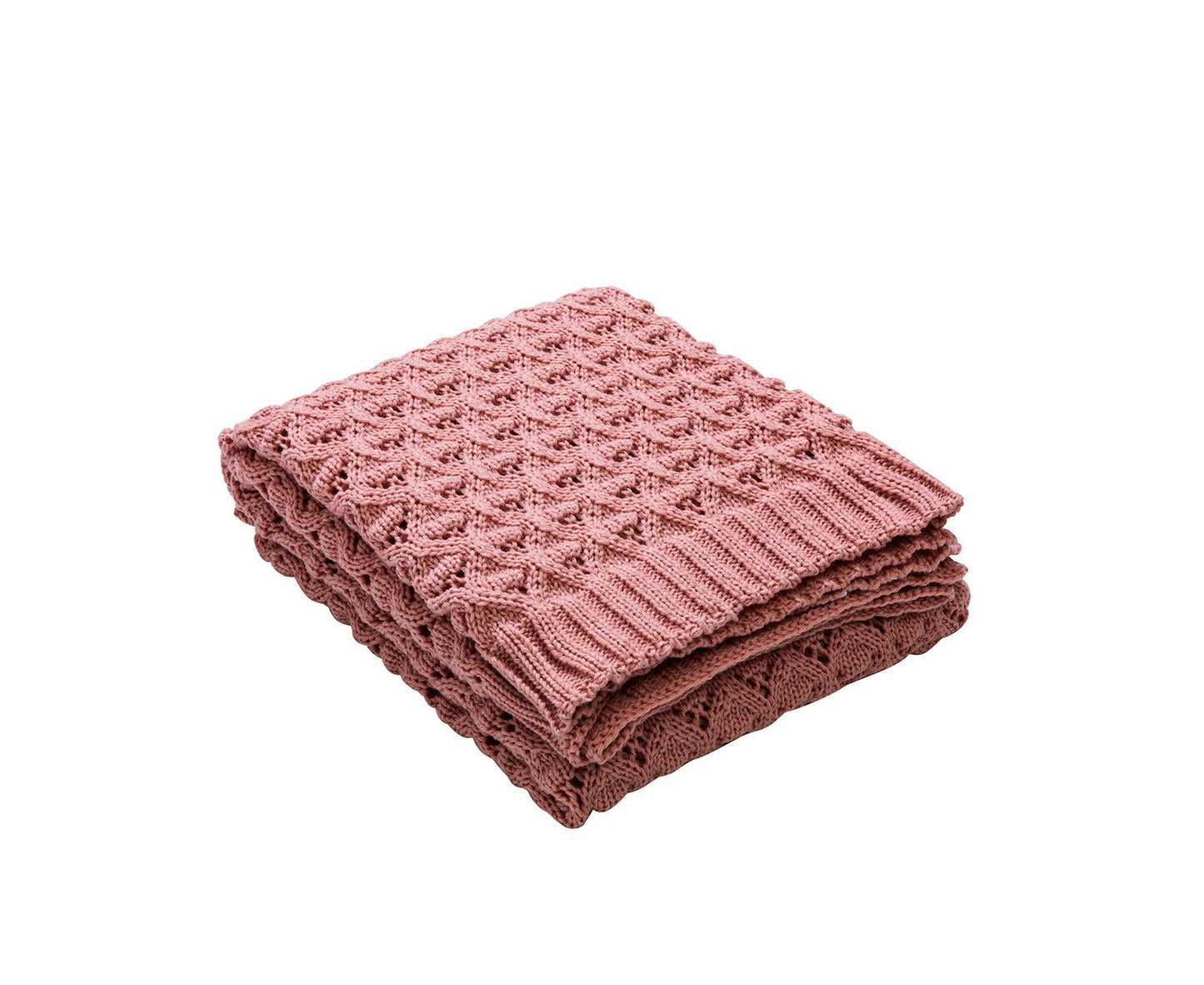 Nordic Diamond-Knit Cotton Throw Blanket