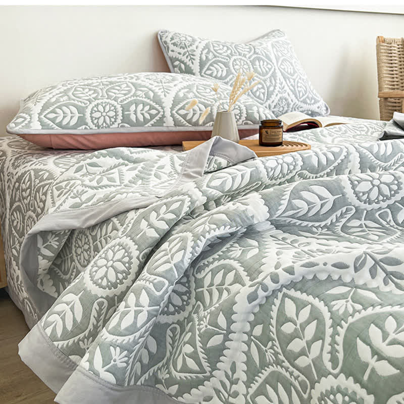 Geometric Leaf Quilt Bedding Set