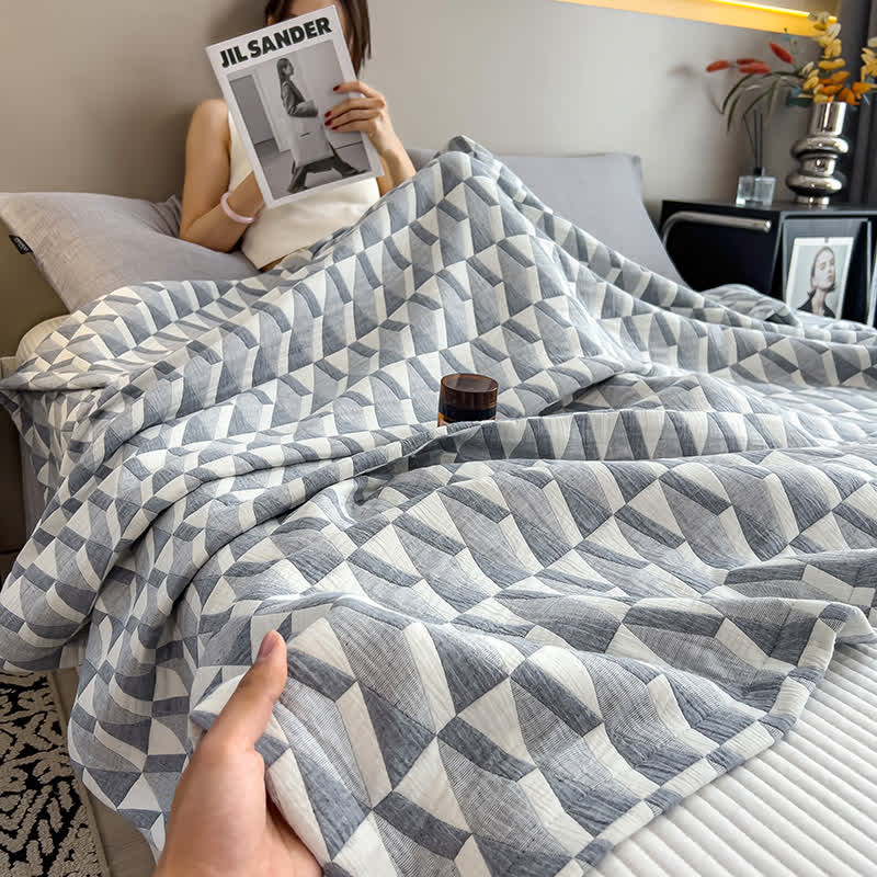Geometric Muslin Blanket - Organic Cotton, Eco-Friendly & Sustainable